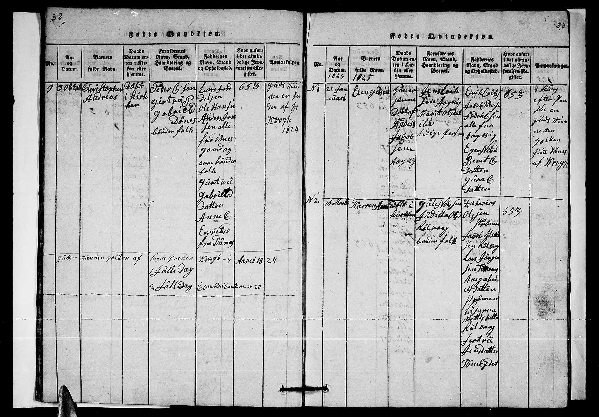 Ministerialprotokoller, klokkerbøker og fødselsregistre - Nordland, AV/SAT-A-1459/835/L0529: Klokkerbok nr. 835C01, 1820-1828, s. 32-33