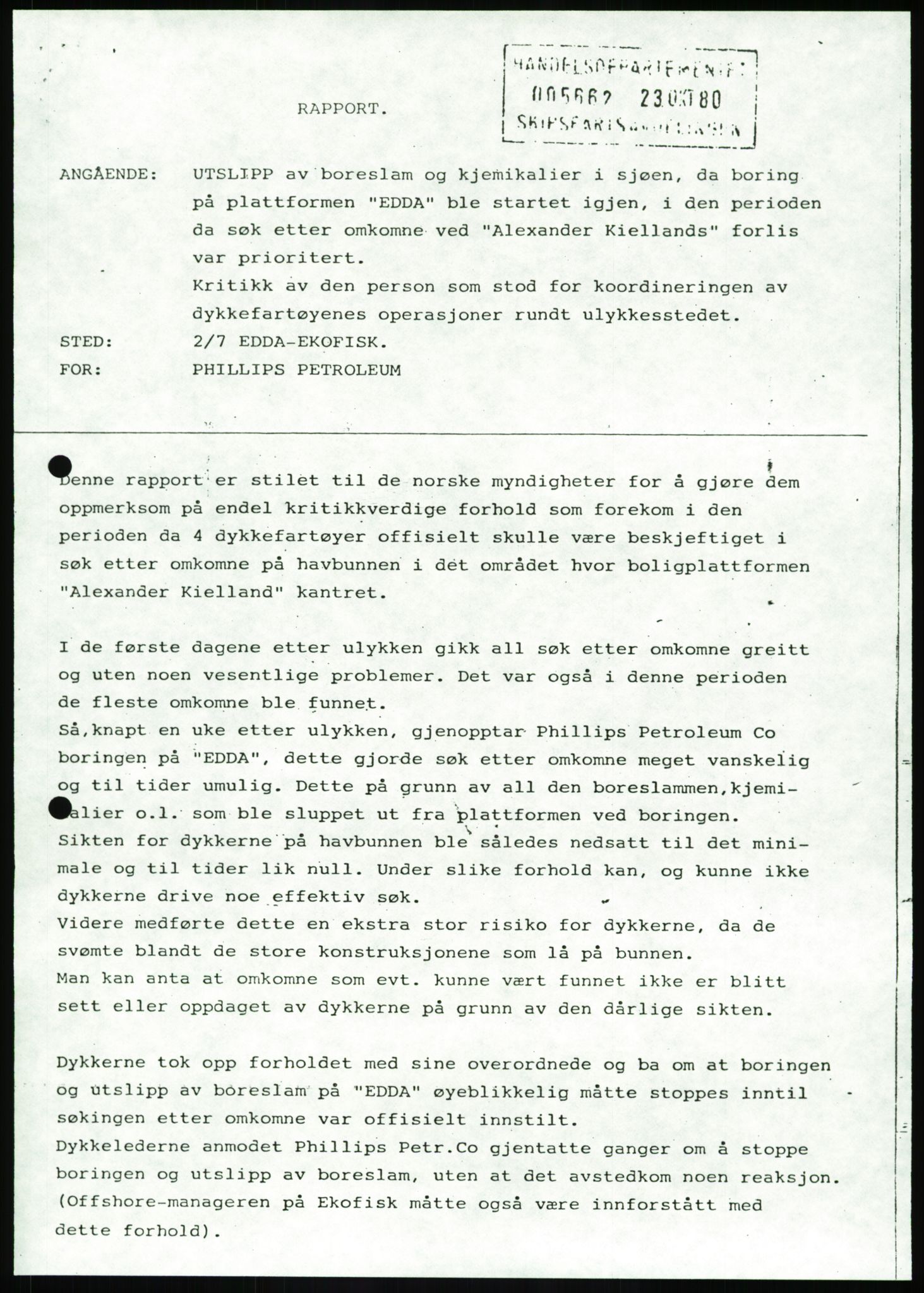 Justisdepartementet, Granskningskommisjonen ved Alexander Kielland-ulykken 27.3.1980, RA/S-1165/D/L0003: 0001 NOU 1981:11 Alexander Kielland ulykken/0002 Korrespondanse/0003: Alexander L. Kielland: Operating manual, 1980-1981, s. 403