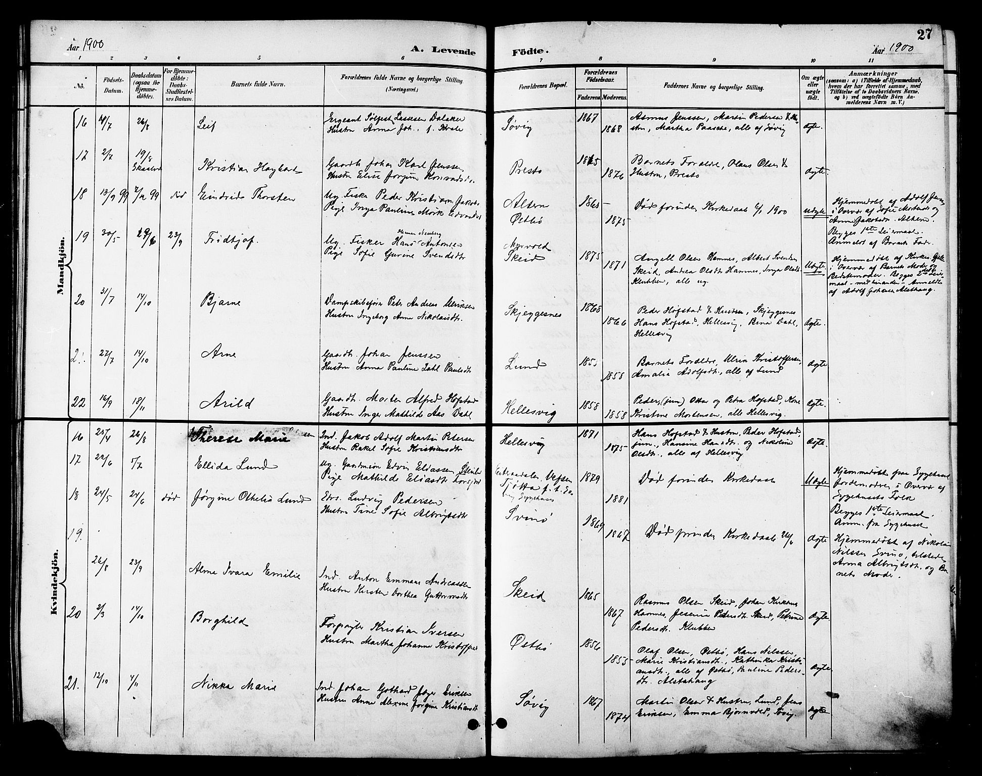 Ministerialprotokoller, klokkerbøker og fødselsregistre - Nordland, AV/SAT-A-1459/830/L0463: Klokkerbok nr. 830C05, 1895-1906, s. 27