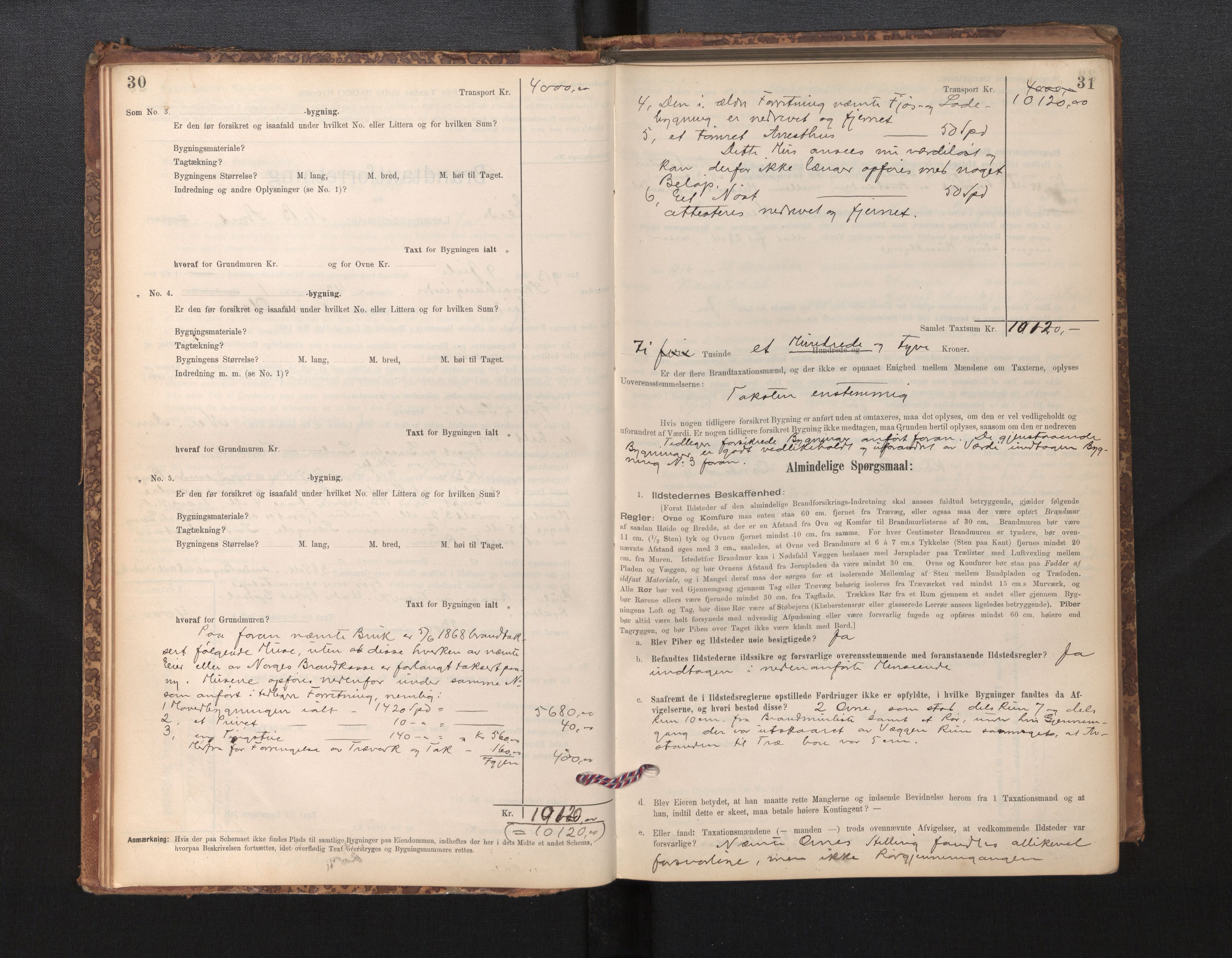Lensmannen i Eid, SAB/A-27001/0012/L0007: Branntakstprotokoll, skjematakst, 1896-1929, s. 30-31