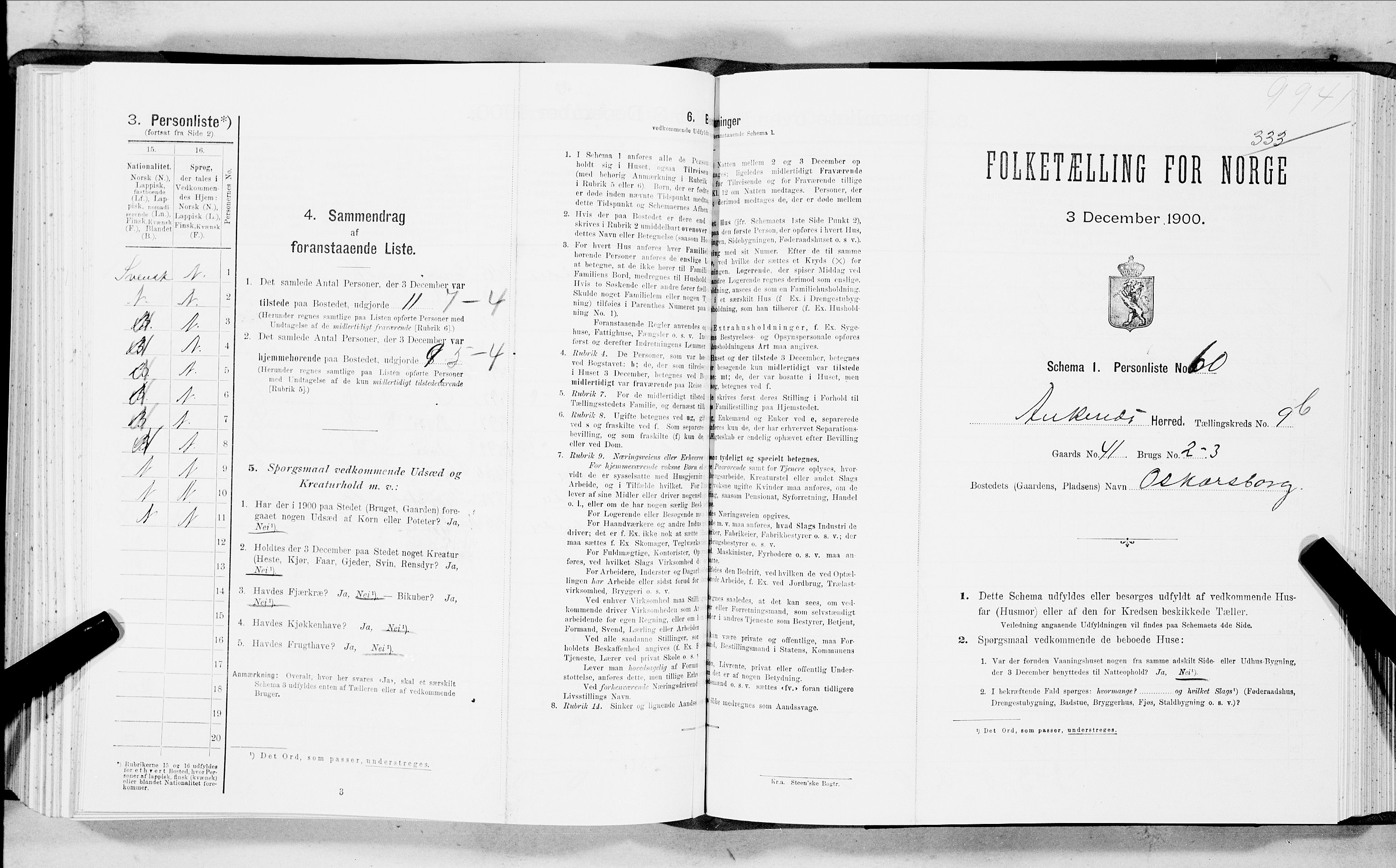 SAT, Folketelling 1900 for 1855 Ankenes herred, 1900, s. 980