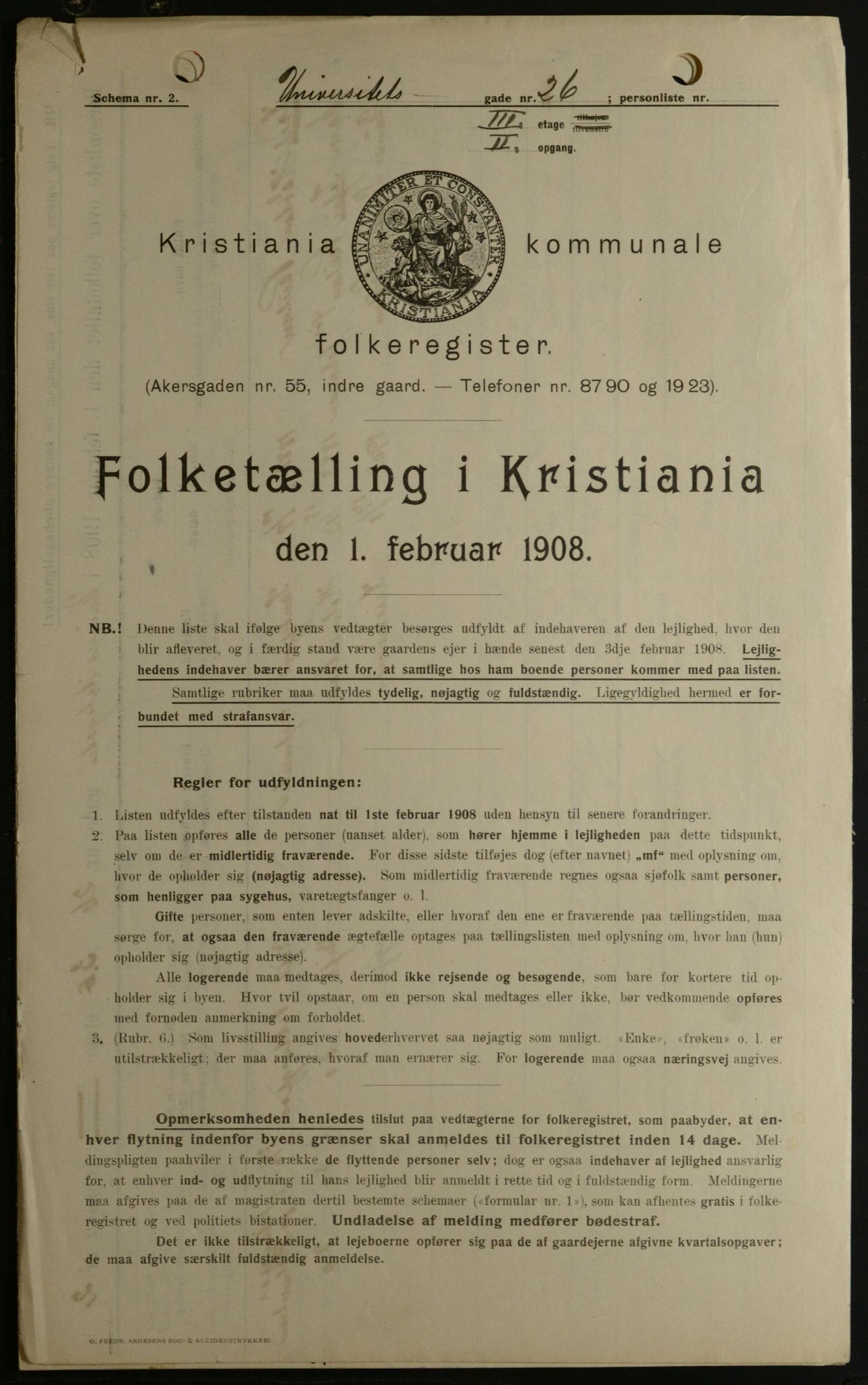 OBA, Kommunal folketelling 1.2.1908 for Kristiania kjøpstad, 1908, s. 107869