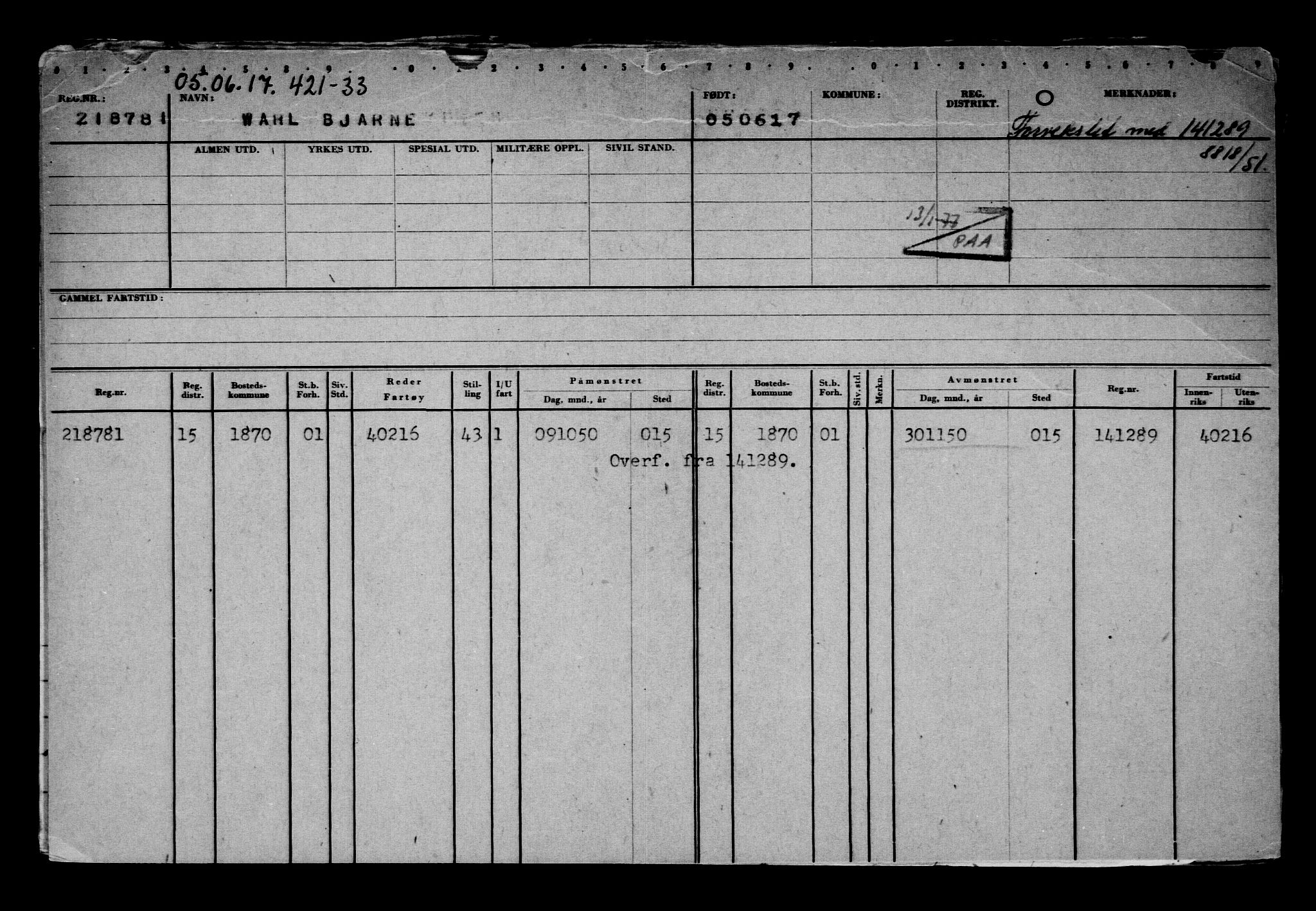 Direktoratet for sjømenn, AV/RA-S-3545/G/Gb/L0149: Hovedkort, 1917, s. 102