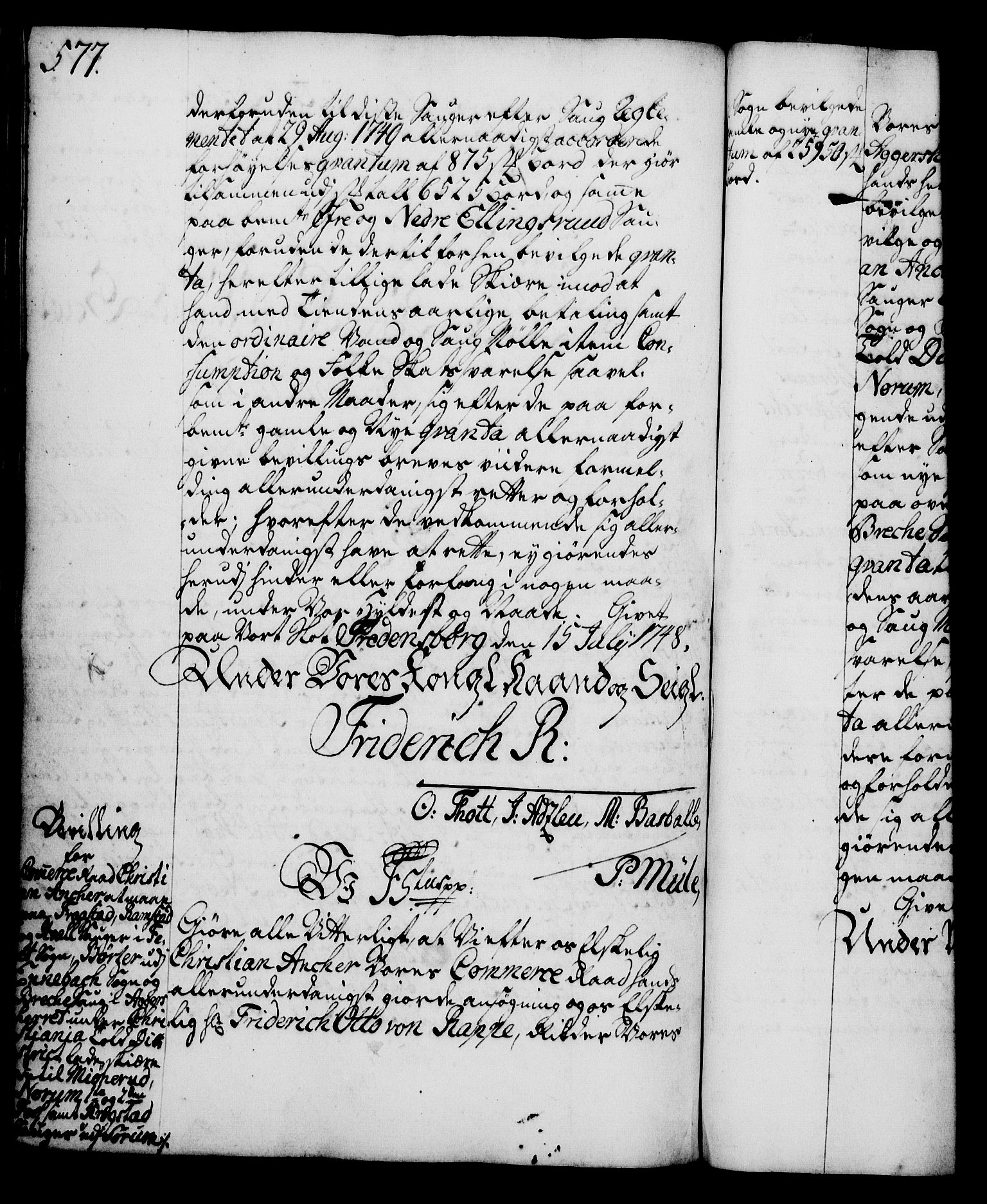 Rentekammeret, Kammerkanselliet, AV/RA-EA-3111/G/Gg/Gga/L0005: Norsk ekspedisjonsprotokoll med register (merket RK 53.5), 1741-1749, s. 577