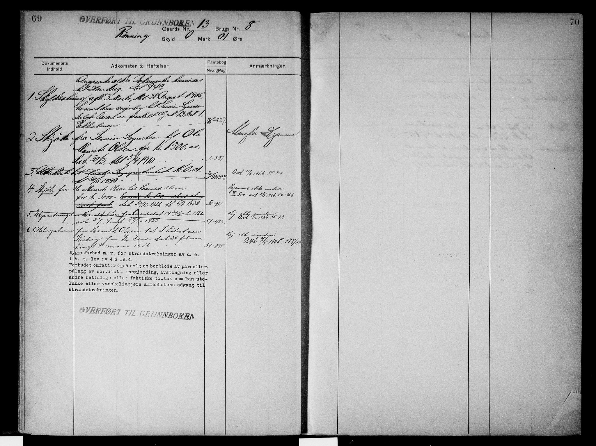 Onsøy sorenskriveri, AV/SAO-A-10474/G/Gb/Gbc/L0002: Panteregister nr. III 2, 1905, s. 69-70