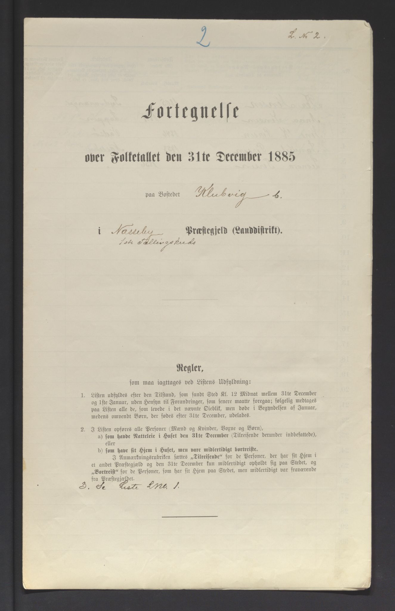 SATØ, Folketelling 1885 for 2027 Nesseby herred, 1885, s. 2a