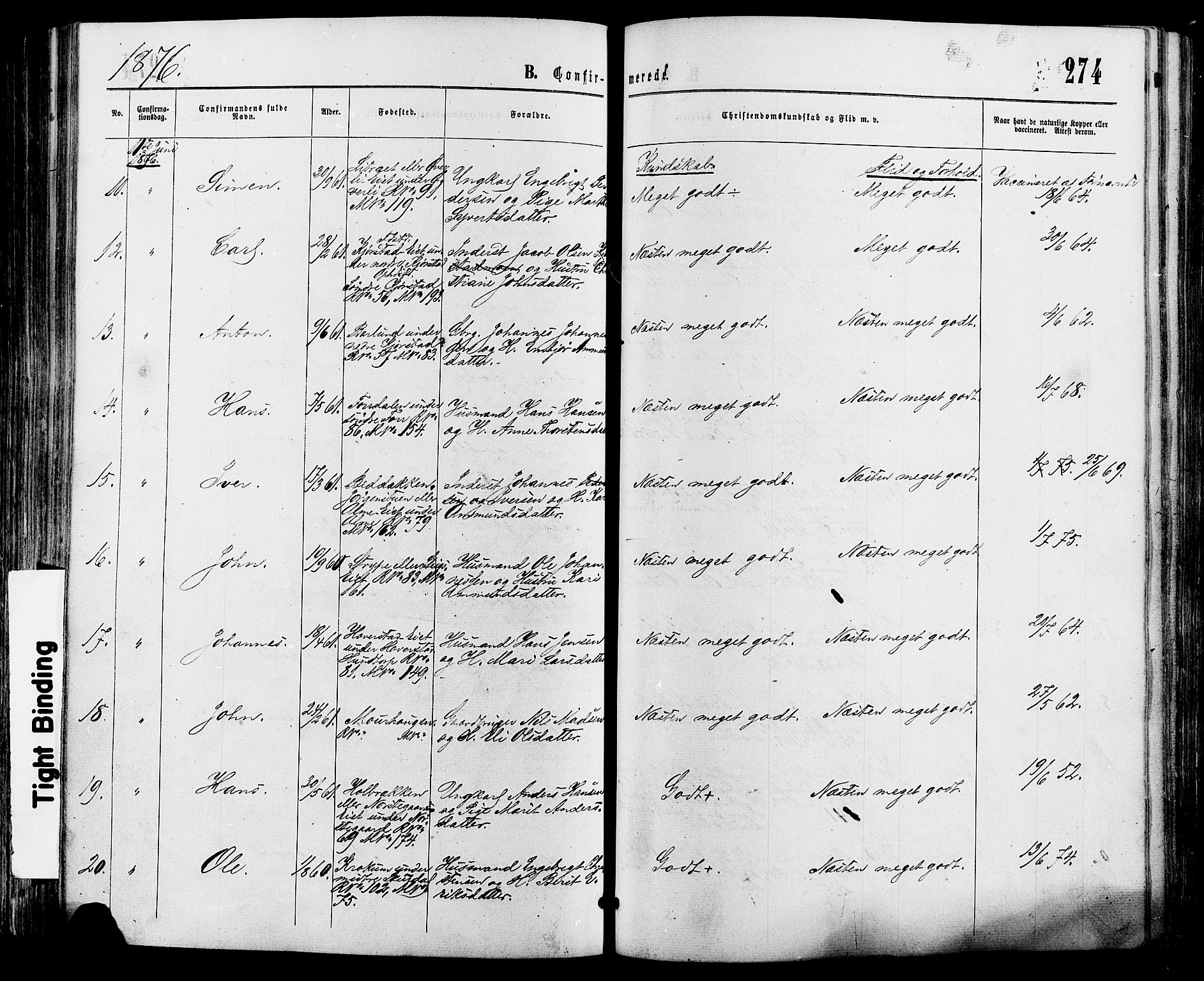 Sør-Fron prestekontor, SAH/PREST-010/H/Ha/Haa/L0002: Ministerialbok nr. 2, 1864-1880, s. 274