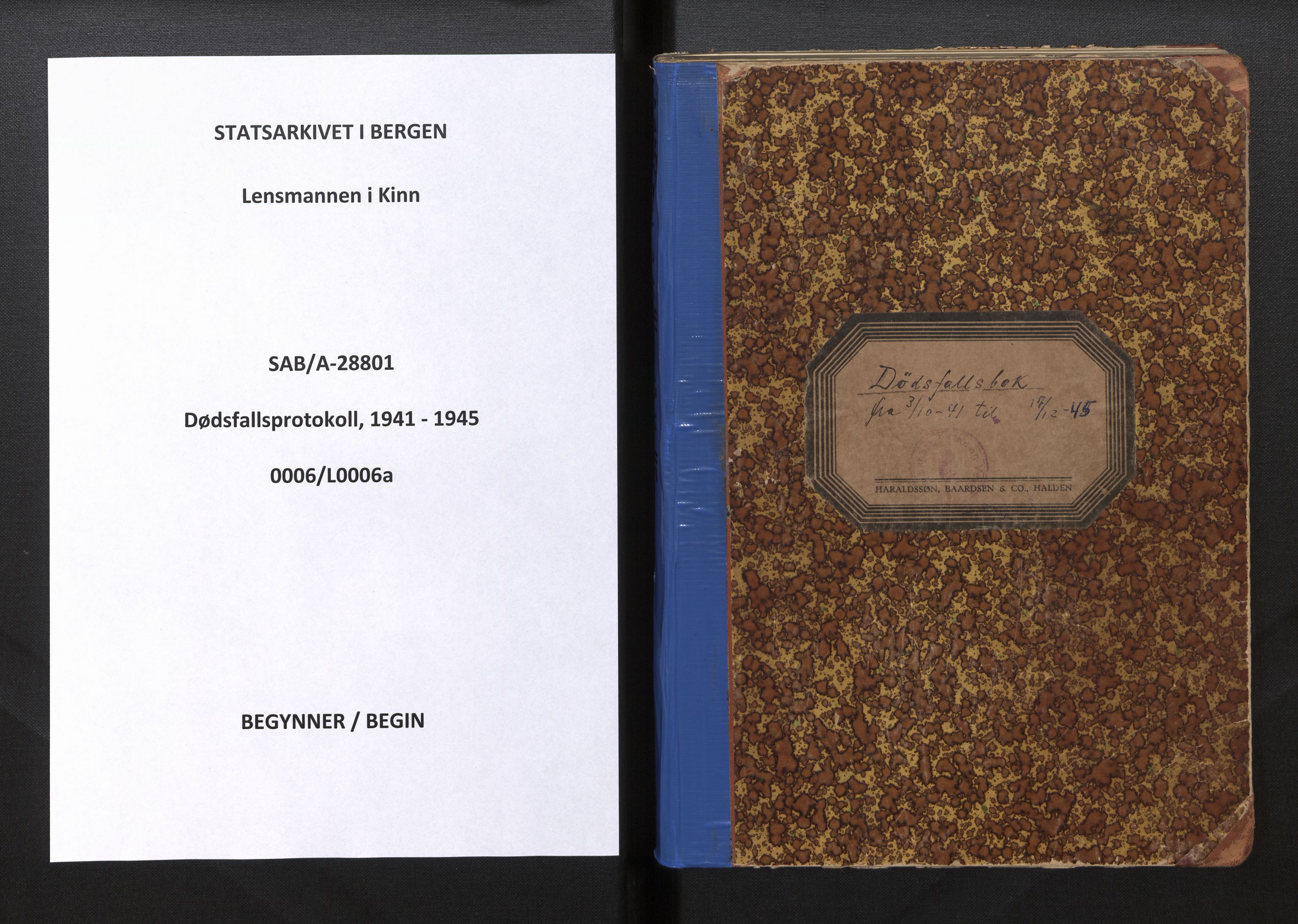 Lensmannen i Kinn, SAB/A-28801/0006/L0006a: Dødsfallprotokoll, 1941-1945