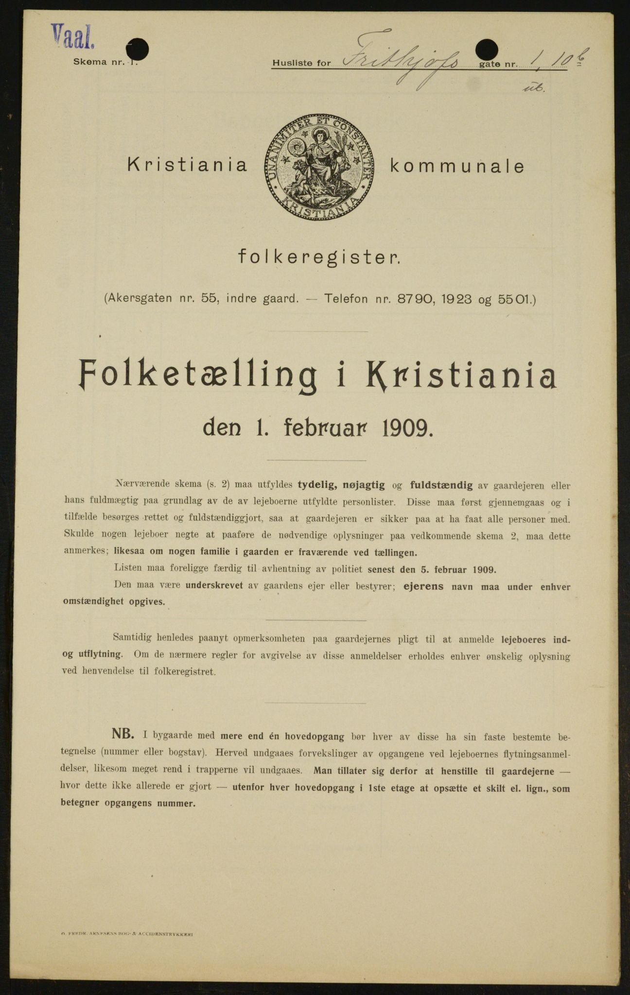 OBA, Kommunal folketelling 1.2.1909 for Kristiania kjøpstad, 1909, s. 24386