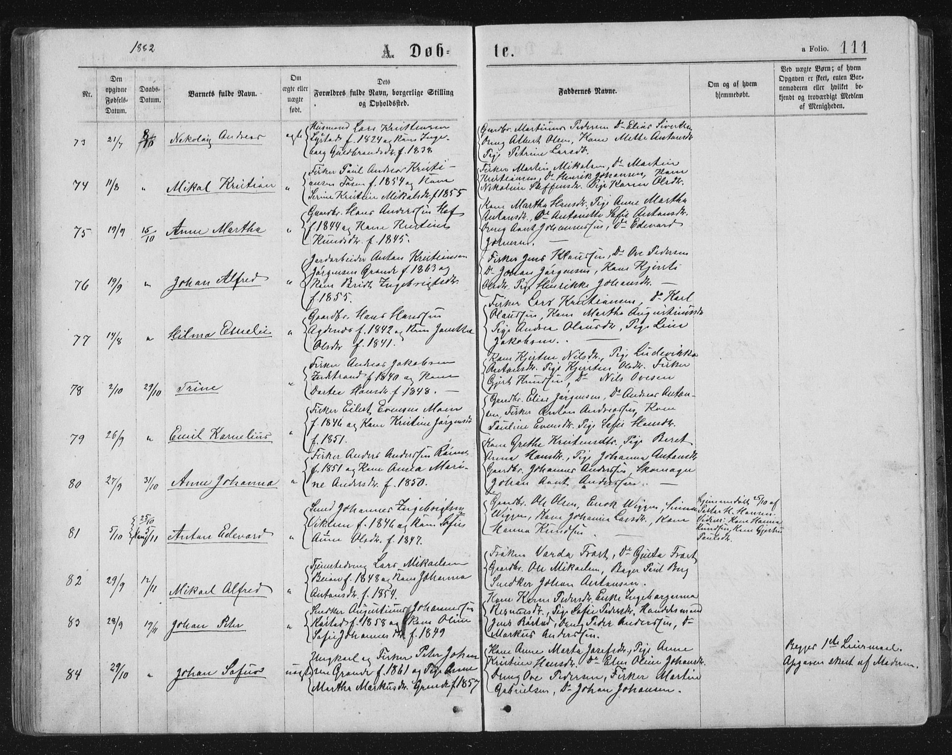 Ministerialprotokoller, klokkerbøker og fødselsregistre - Sør-Trøndelag, AV/SAT-A-1456/659/L0745: Klokkerbok nr. 659C02, 1869-1892, s. 111