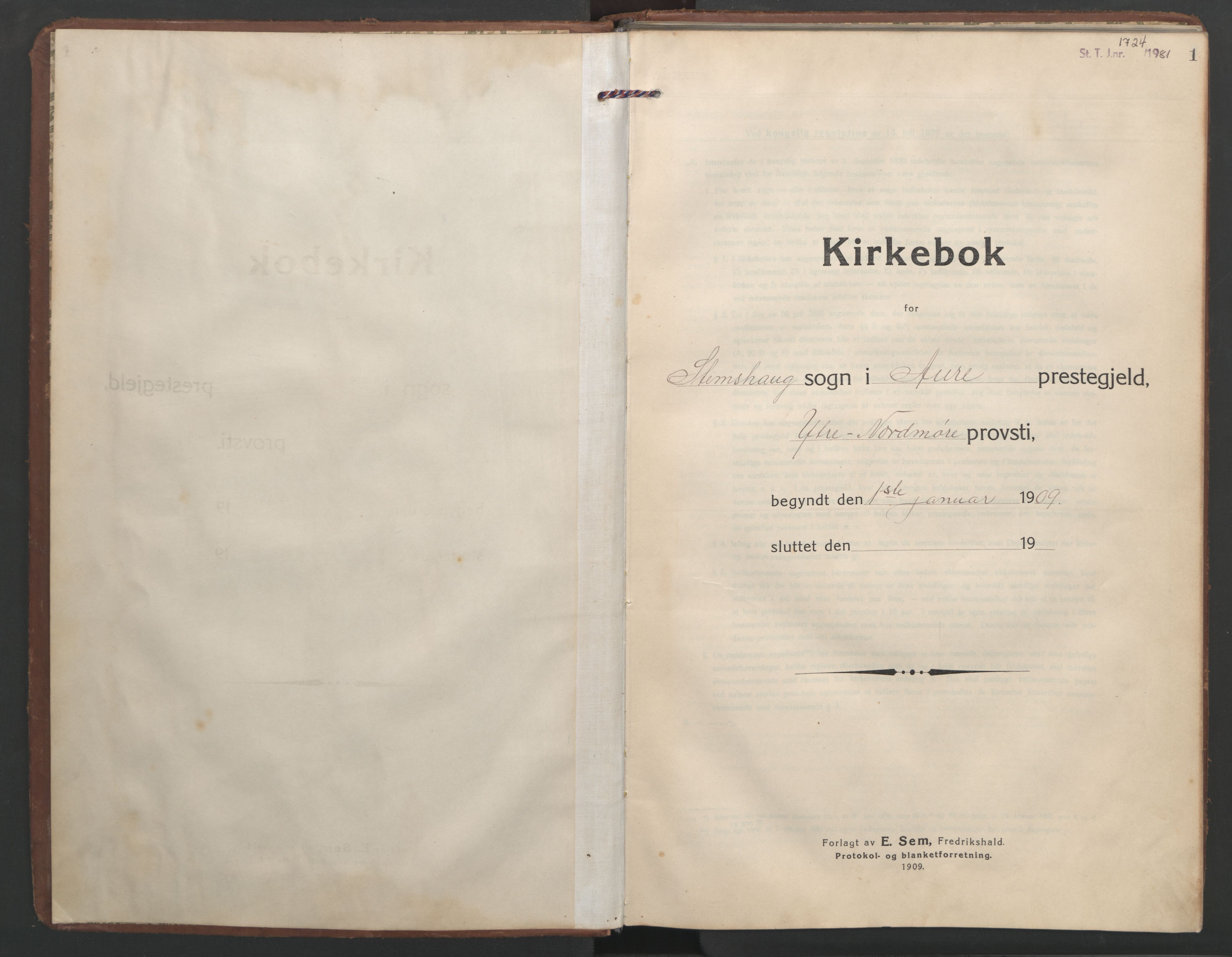 Ministerialprotokoller, klokkerbøker og fødselsregistre - Møre og Romsdal, SAT/A-1454/579/L0919: Klokkerbok nr. 579C01, 1909-1957, s. 1
