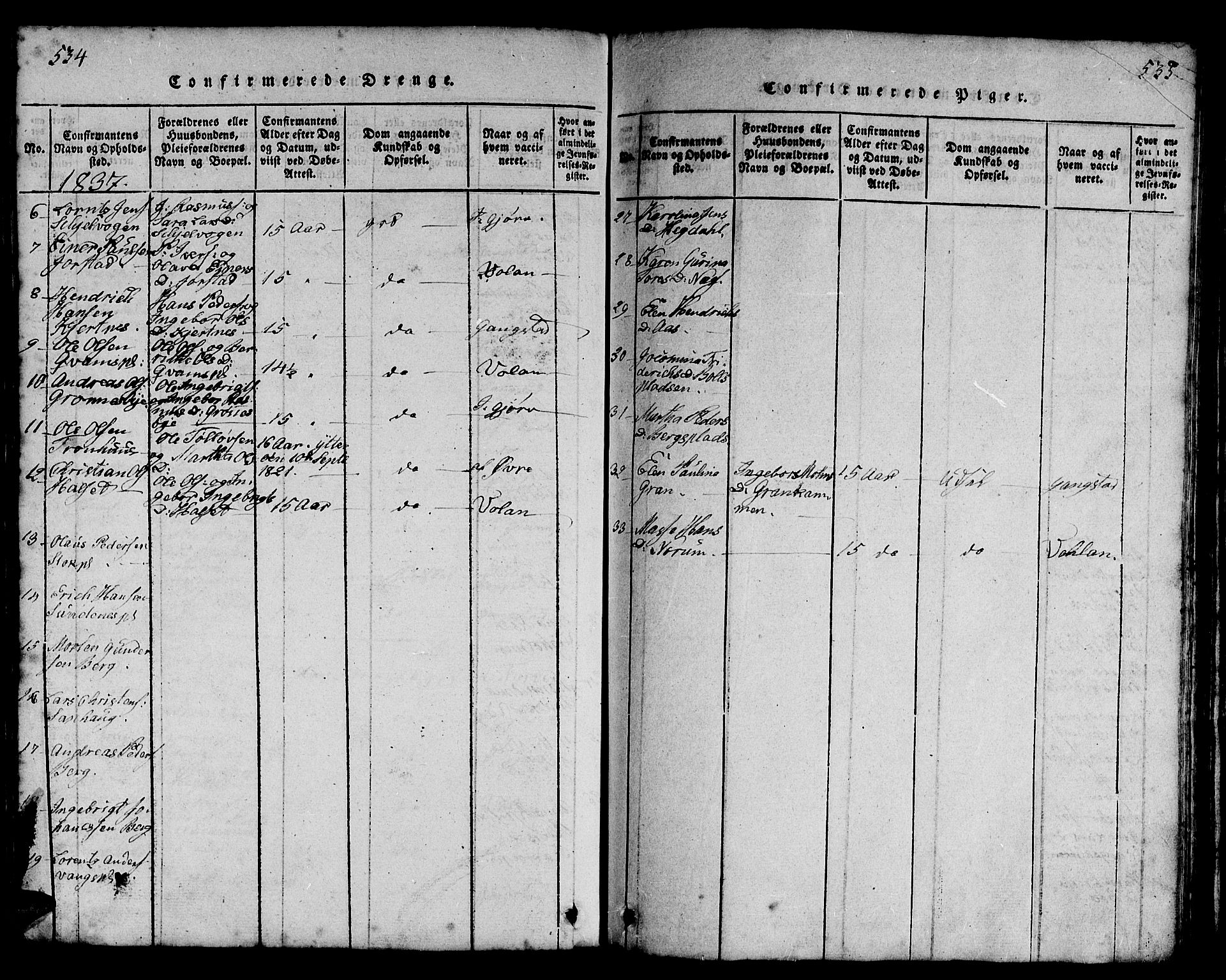 Ministerialprotokoller, klokkerbøker og fødselsregistre - Nord-Trøndelag, SAT/A-1458/730/L0298: Klokkerbok nr. 730C01, 1816-1849, s. 534-535