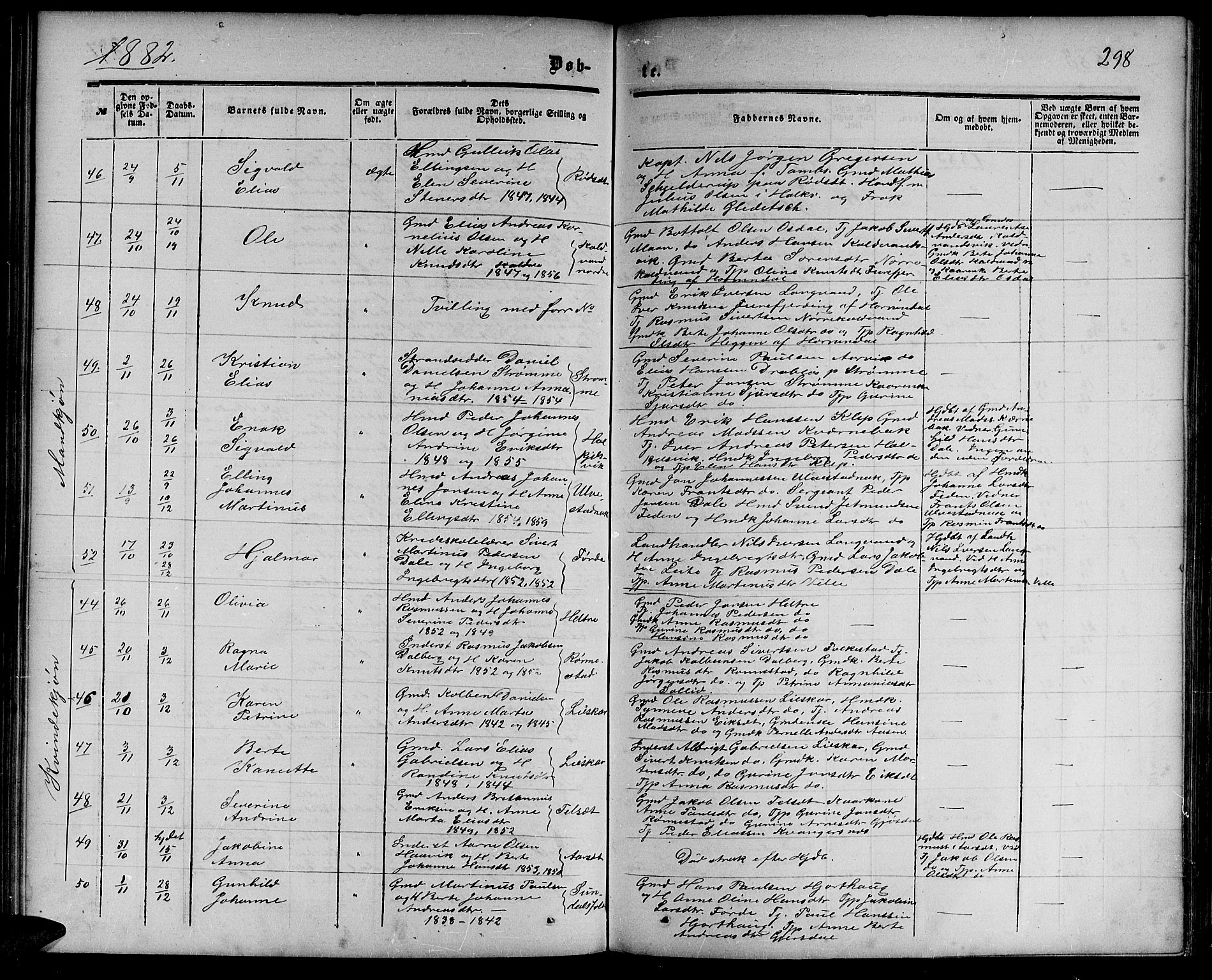 Ministerialprotokoller, klokkerbøker og fødselsregistre - Møre og Romsdal, SAT/A-1454/511/L0157: Klokkerbok nr. 511C03, 1864-1884, s. 298