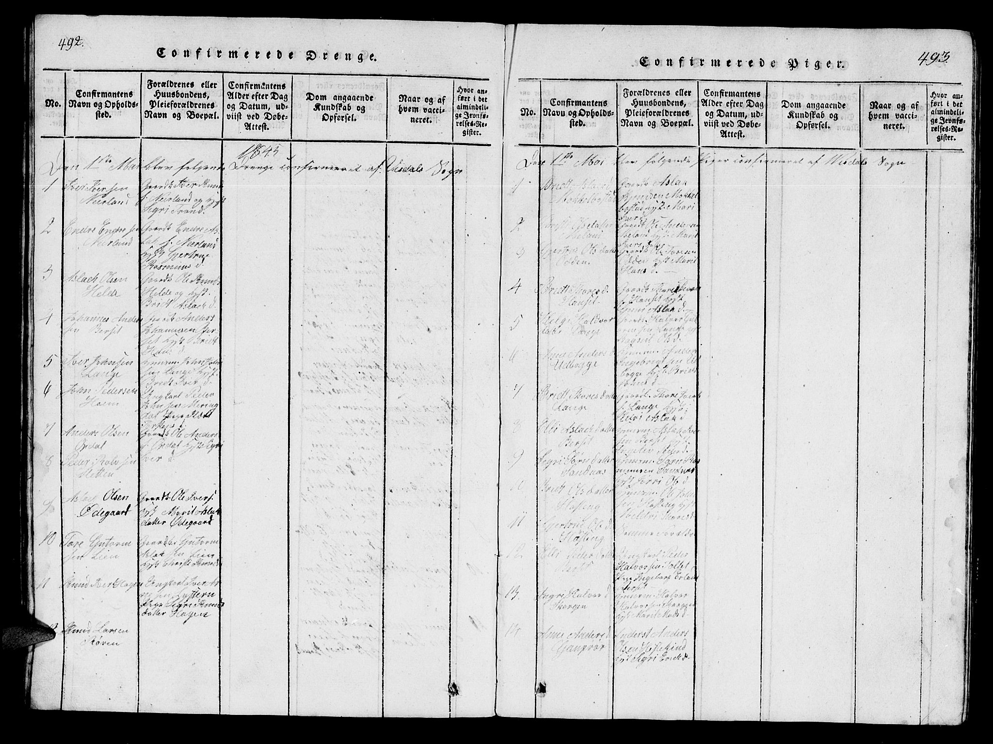 Ministerialprotokoller, klokkerbøker og fødselsregistre - Møre og Romsdal, SAT/A-1454/554/L0644: Klokkerbok nr. 554C01, 1818-1851, s. 492-493