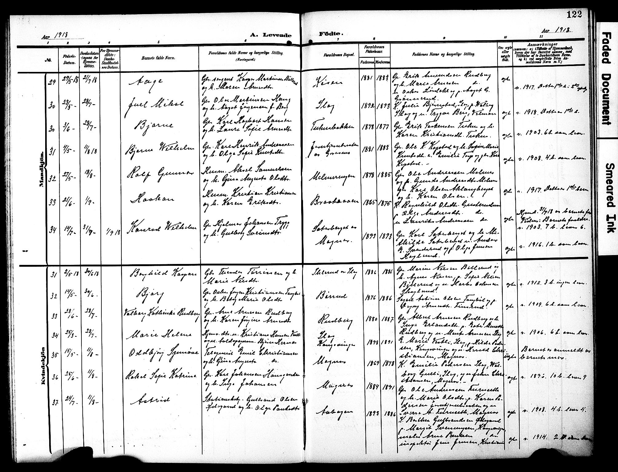 Eidskog prestekontor, AV/SAH-PREST-026/H/Ha/Hab/L0003: Klokkerbok nr. 3, 1904-1919, s. 122
