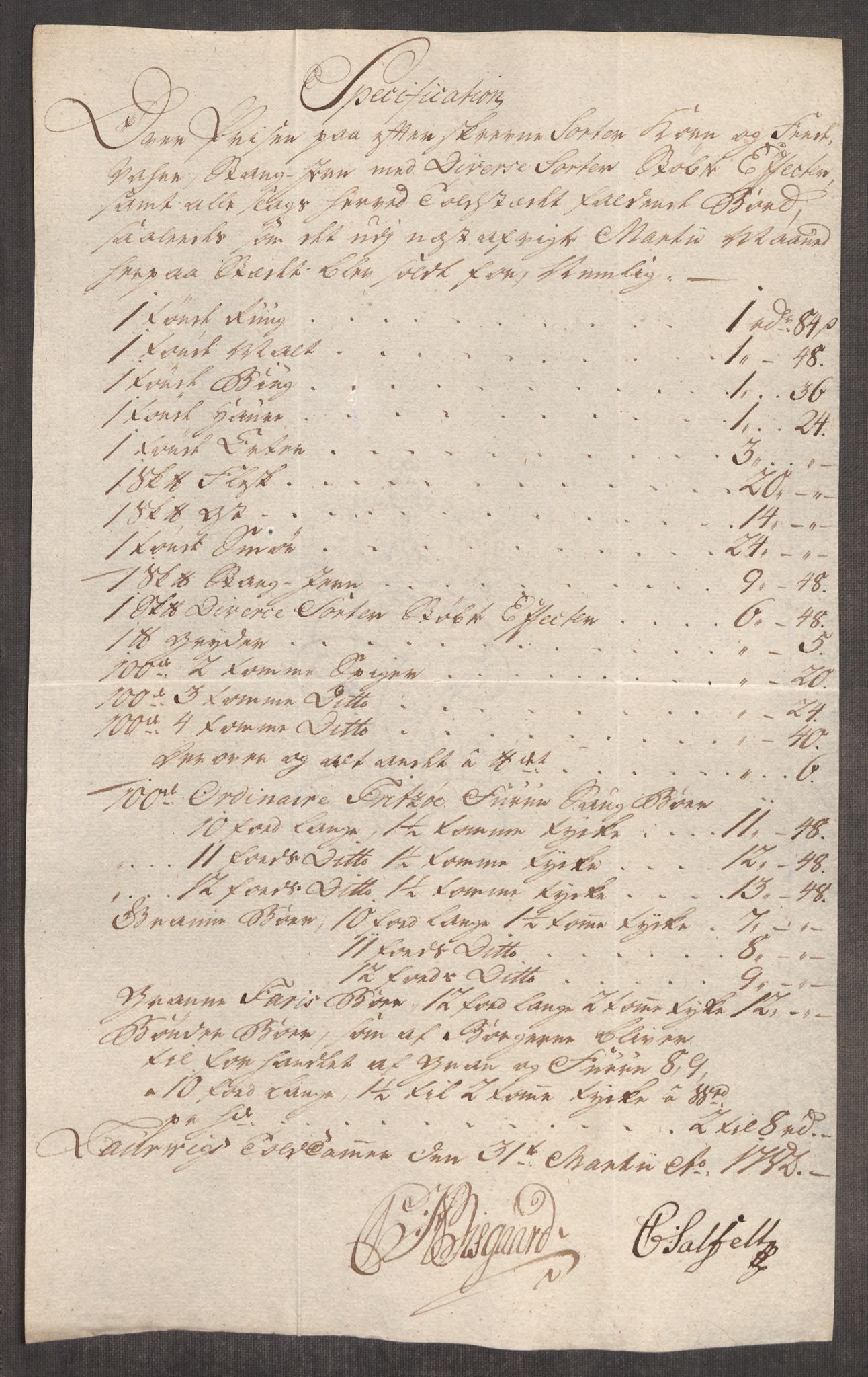Rentekammeret inntil 1814, Realistisk ordnet avdeling, RA/EA-4070/Oe/L0004: [Ø1]: Priskuranter, 1749-1752, s. 912