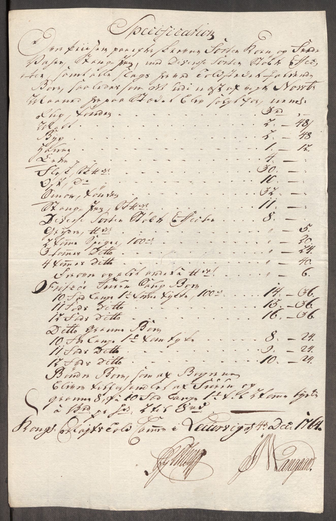 Rentekammeret inntil 1814, Realistisk ordnet avdeling, RA/EA-4070/Oe/L0008: [Ø1]: Priskuranter, 1764-1768, s. 159