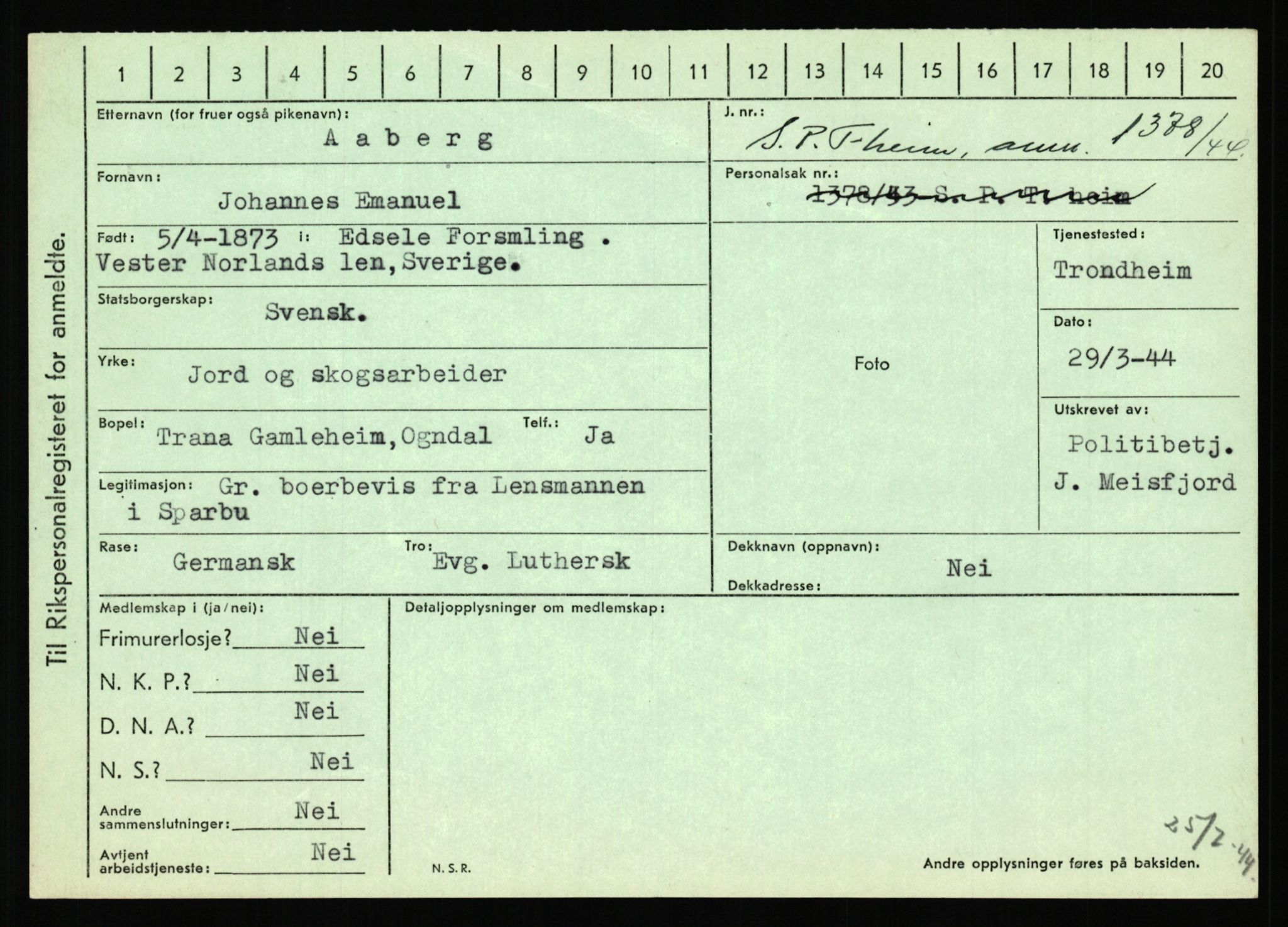Statspolitiet - Hovedkontoret / Osloavdelingen, AV/RA-S-1329/C/Ca/L0001: Aabakken - Armann, 1943-1945, s. 26