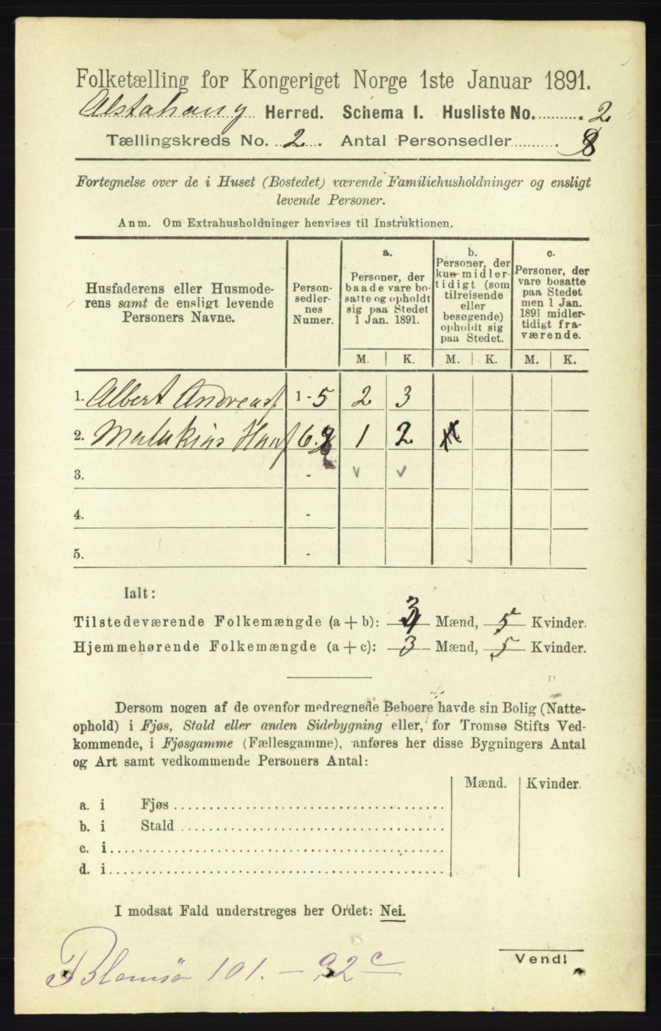 RA, Folketelling 1891 for 1820 Alstahaug herred, 1891, s. 426