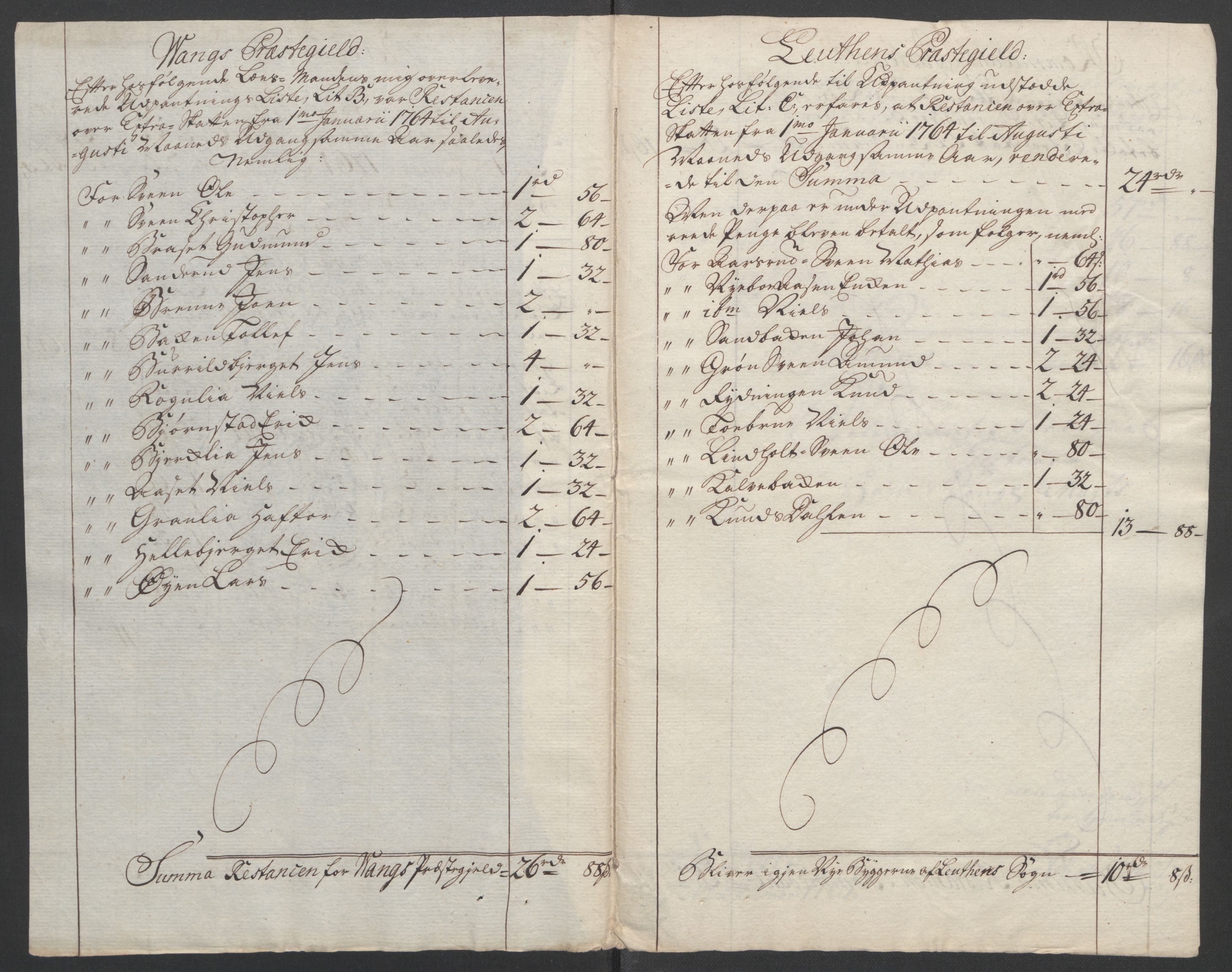 Rentekammeret inntil 1814, Reviderte regnskaper, Fogderegnskap, AV/RA-EA-4092/R16/L1148: Ekstraskatten Hedmark, 1764, s. 328