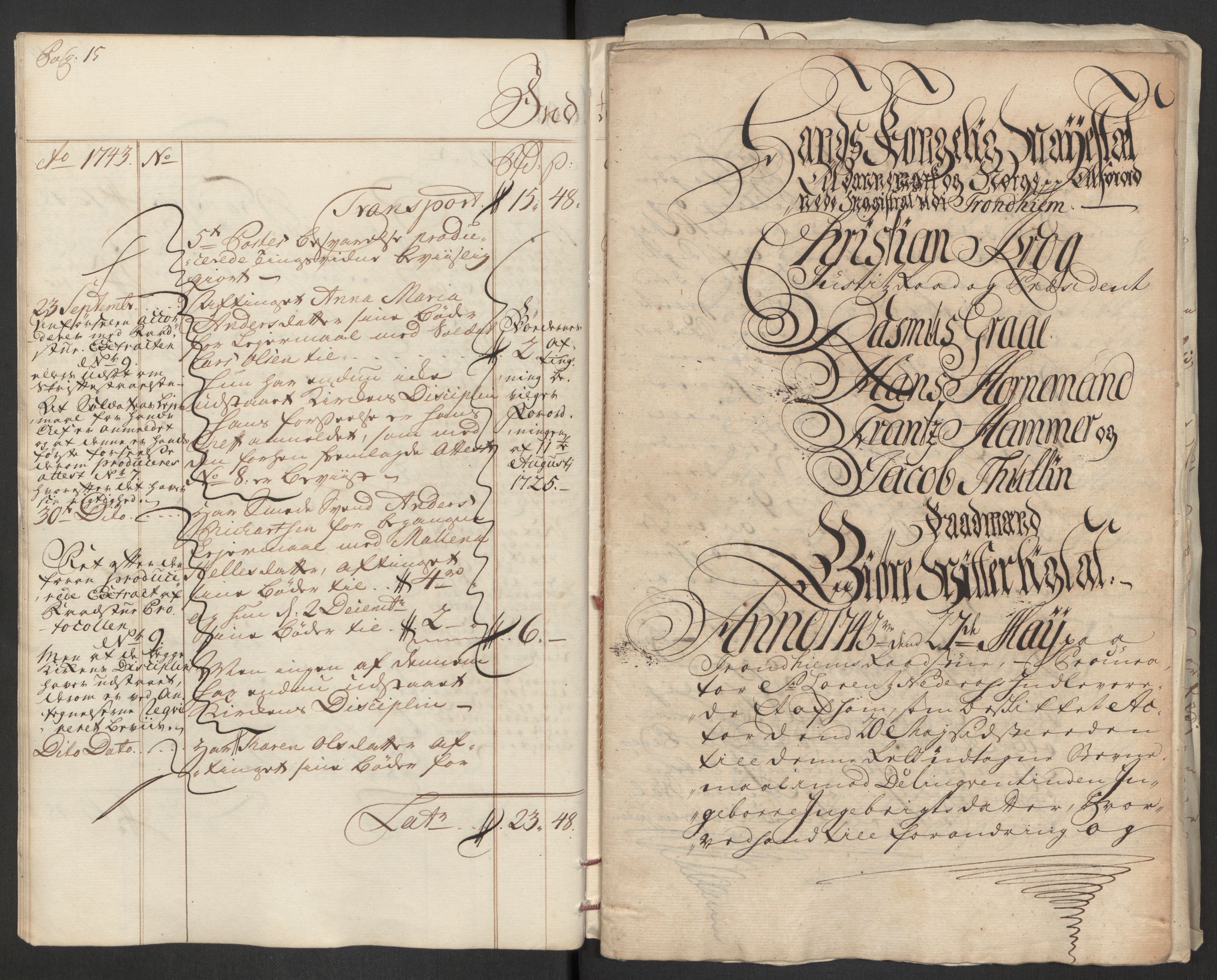 Rentekammeret inntil 1814, Reviderte regnskaper, Byregnskaper, AV/RA-EA-4066/R/Rs/L0541: [S22] Sikt og sakefall, 1743-1746, s. 11