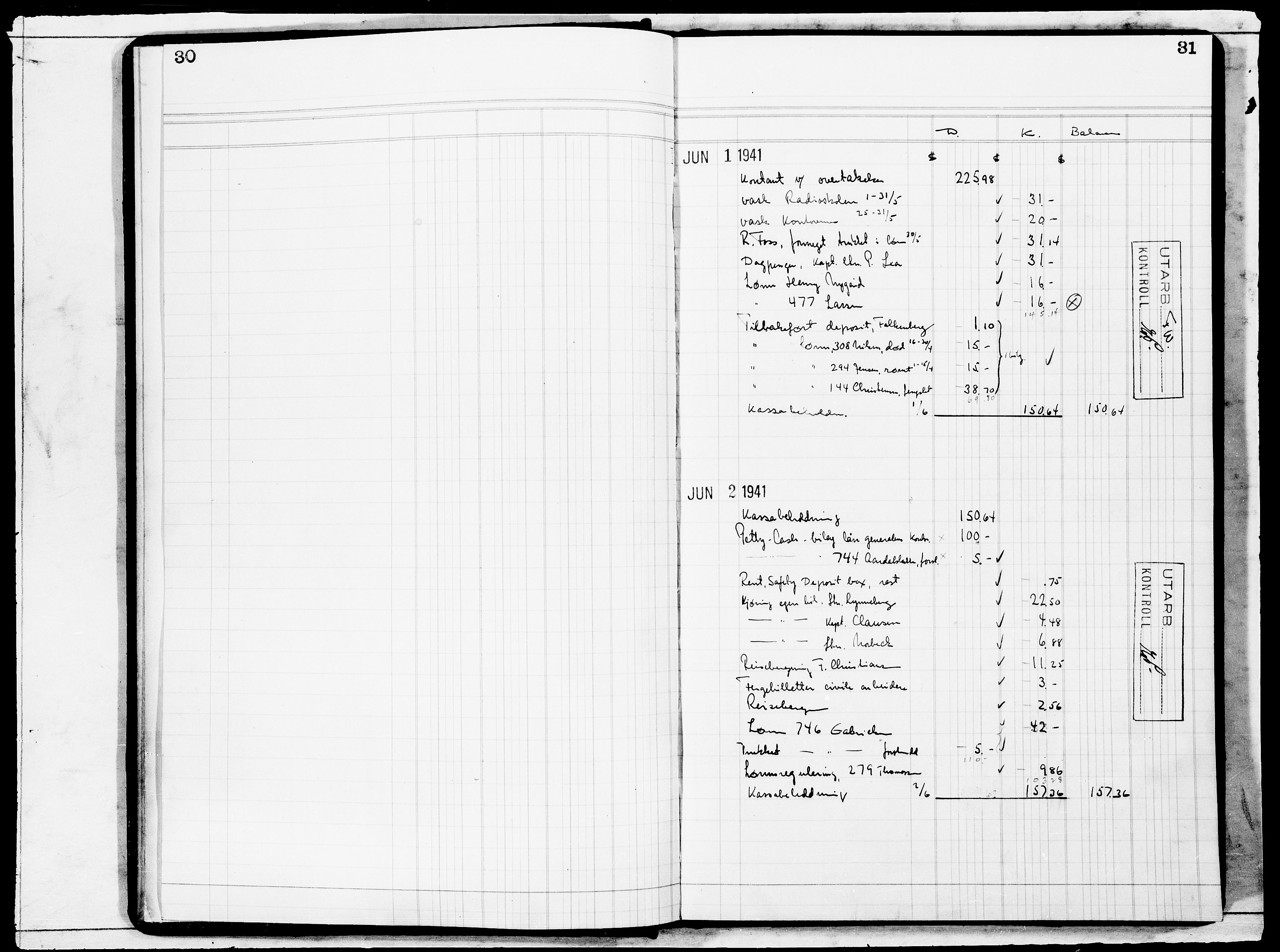 Forsvaret, Flyvåpnenes treningsleir 1940-1945, AV/RA-RAFA-3974/V/L0018: Regnskaper.  Se "Index" for detaljert oversikt over innholdet., 1940-1945