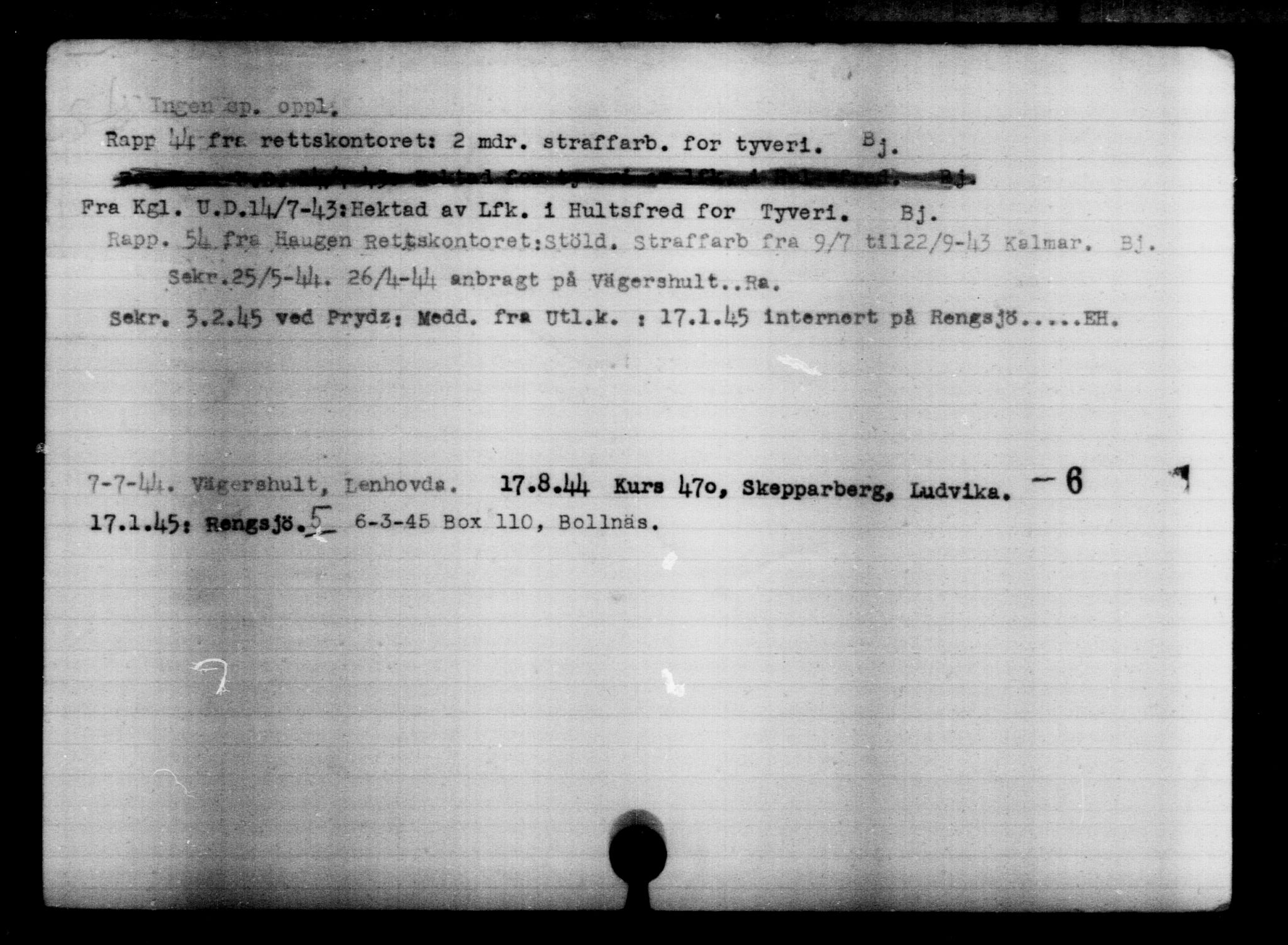 Den Kgl. Norske Legasjons Flyktningskontor, AV/RA-S-6753/V/Va/L0004: Kjesäterkartoteket.  Flyktningenr. 3496-6610, 1940-1945, s. 2298