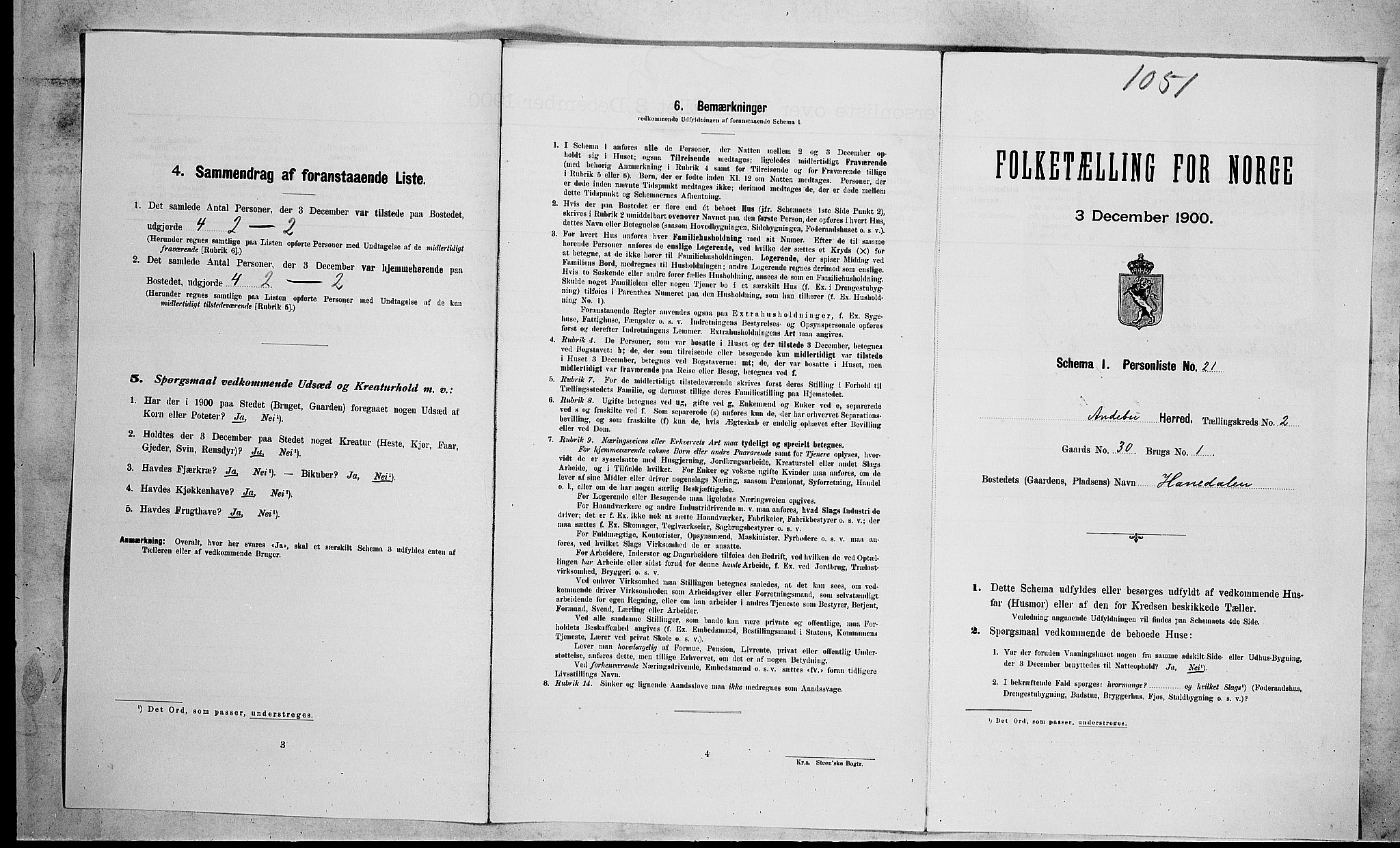 RA, Folketelling 1900 for 0719 Andebu herred, 1900, s. 261