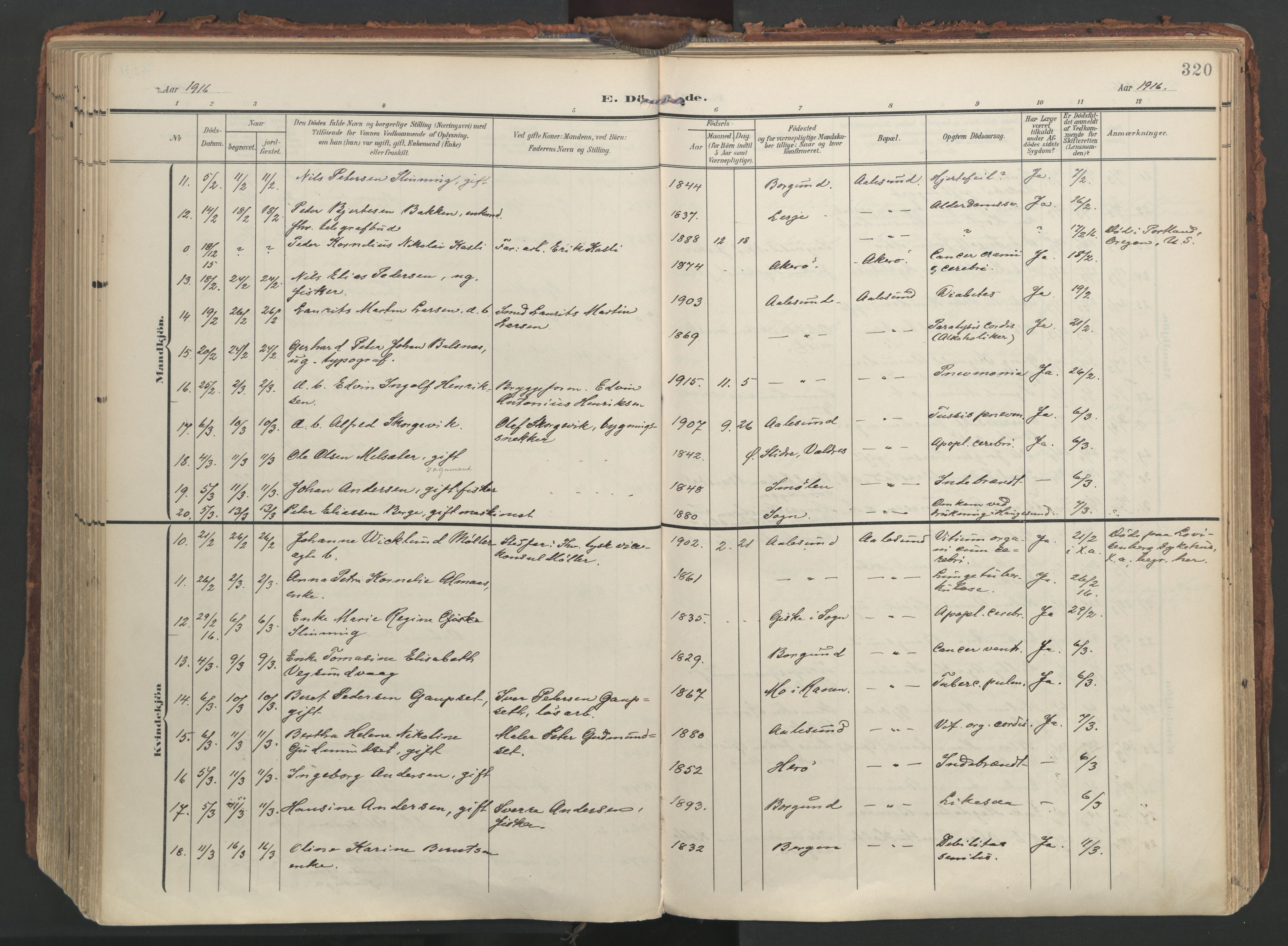Ministerialprotokoller, klokkerbøker og fødselsregistre - Møre og Romsdal, AV/SAT-A-1454/529/L0459: Ministerialbok nr. 529A09, 1904-1917, s. 320