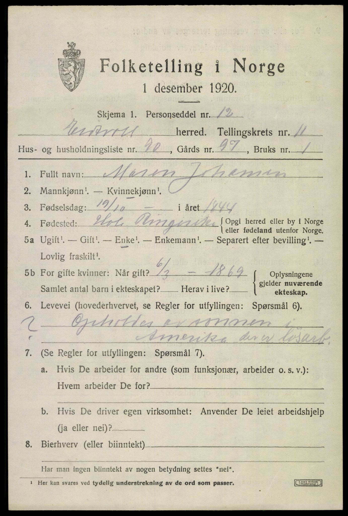 SAO, Folketelling 1920 for 0237 Eidsvoll herred, 1920, s. 18289