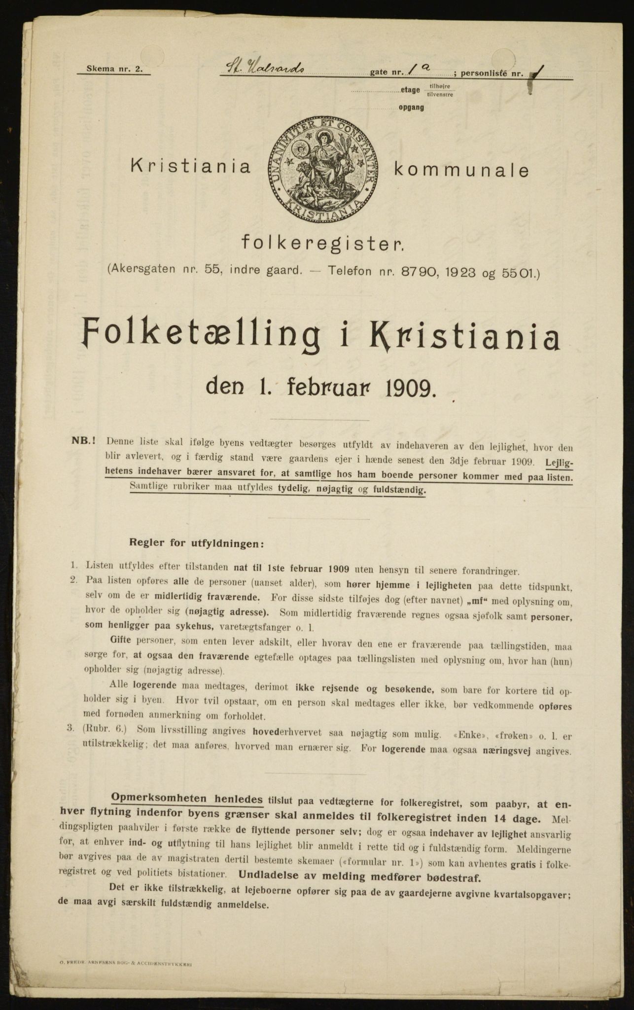 OBA, Kommunal folketelling 1.2.1909 for Kristiania kjøpstad, 1909, s. 79452