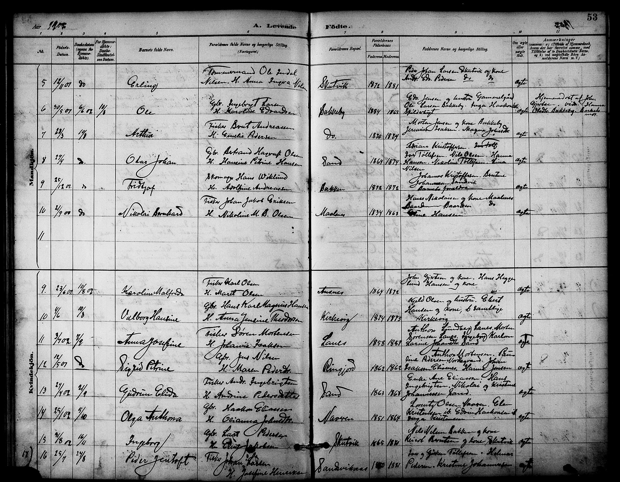 Balsfjord sokneprestembete, AV/SATØ-S-1303/G/Gab/L0003klokker: Klokkerbok nr. 3, 1887-1909, s. 53