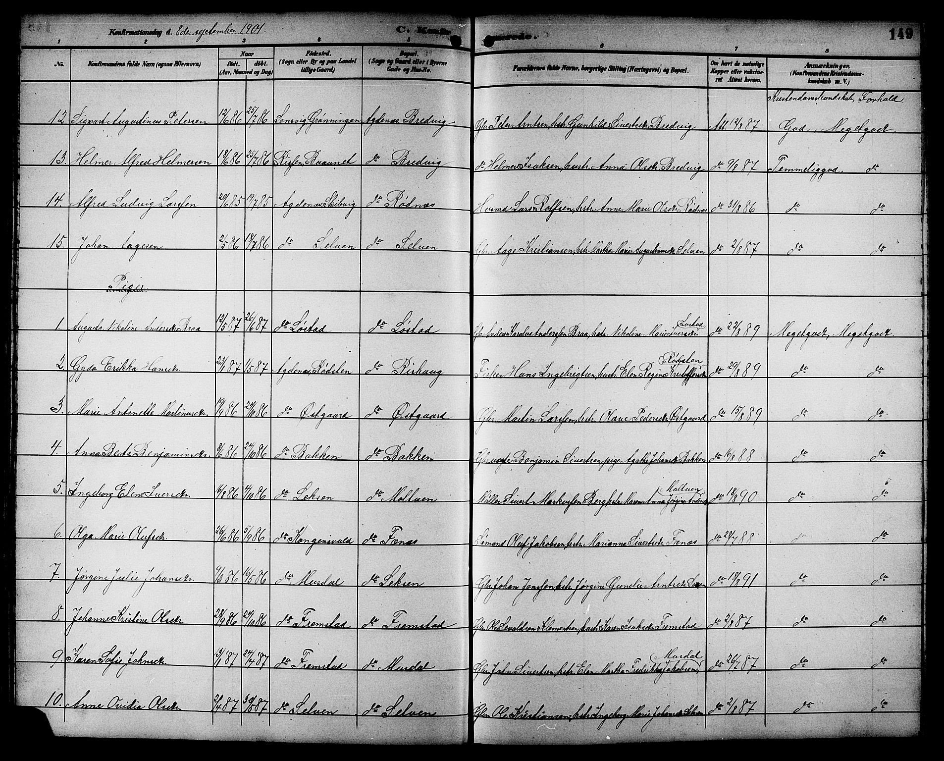 Ministerialprotokoller, klokkerbøker og fødselsregistre - Sør-Trøndelag, AV/SAT-A-1456/662/L0757: Klokkerbok nr. 662C02, 1892-1918, s. 149