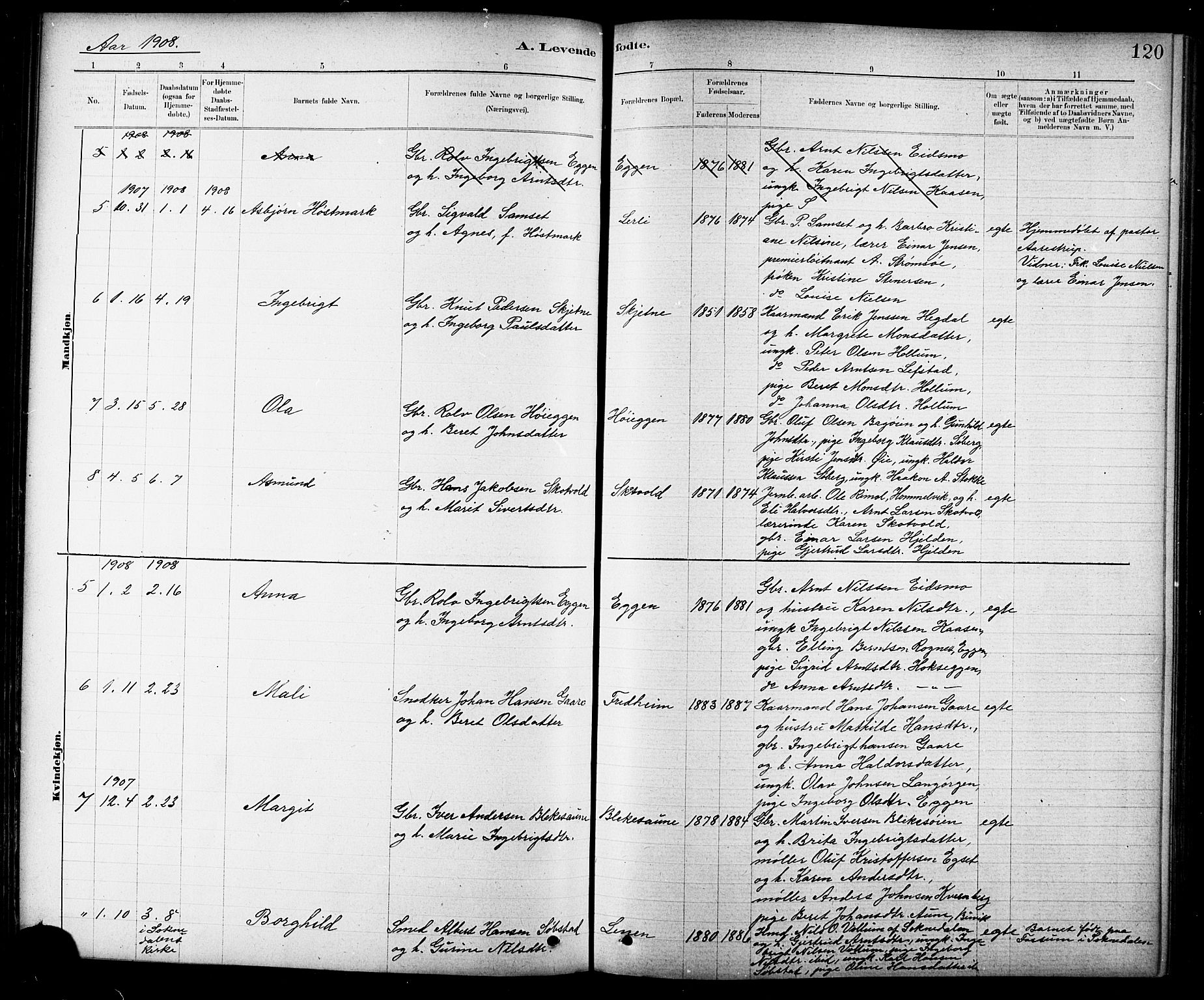 Ministerialprotokoller, klokkerbøker og fødselsregistre - Sør-Trøndelag, AV/SAT-A-1456/691/L1094: Klokkerbok nr. 691C05, 1879-1911, s. 120