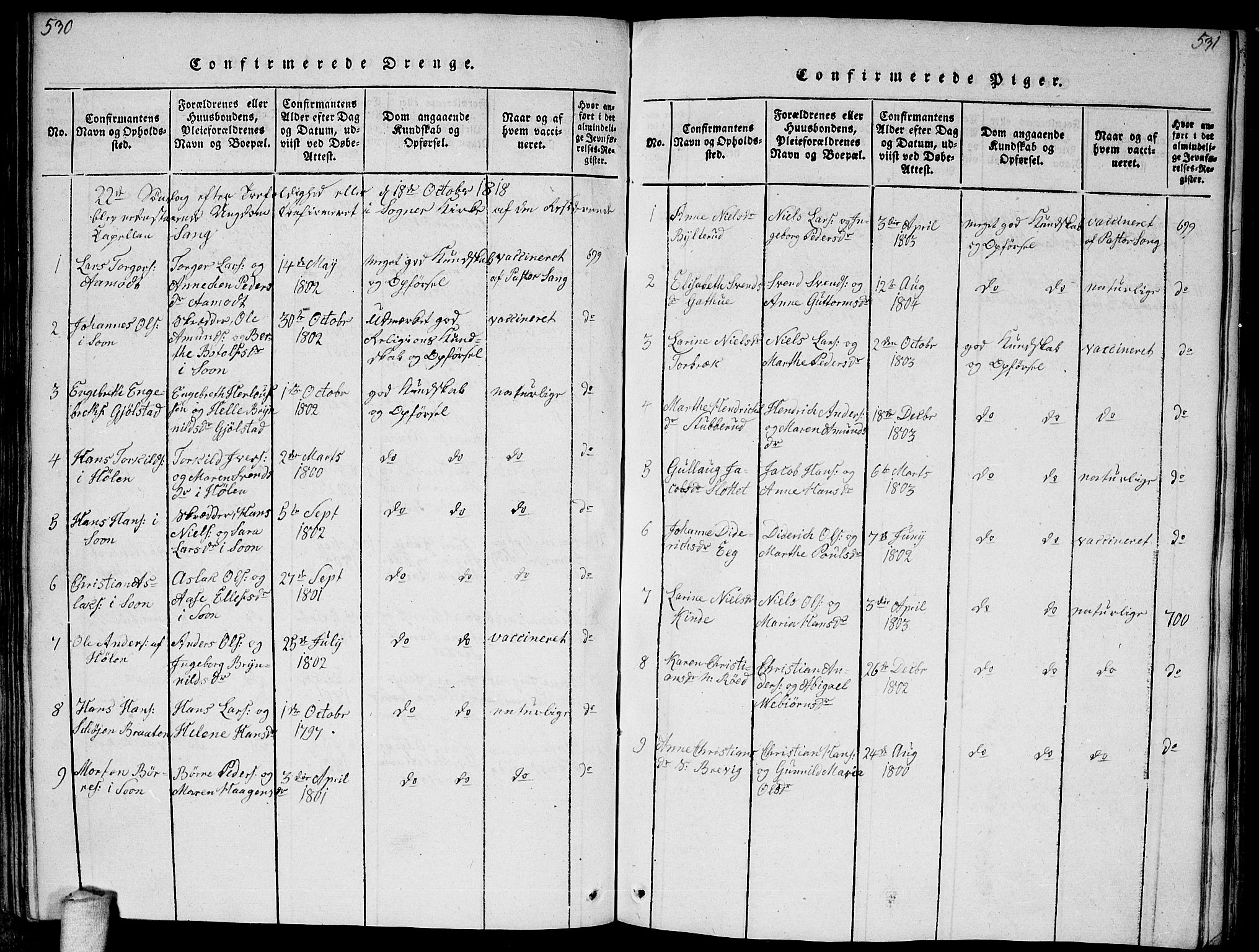 Vestby prestekontor Kirkebøker, AV/SAO-A-10893/F/Fa/L0005: Ministerialbok nr. I 5, 1814-1827, s. 530-531