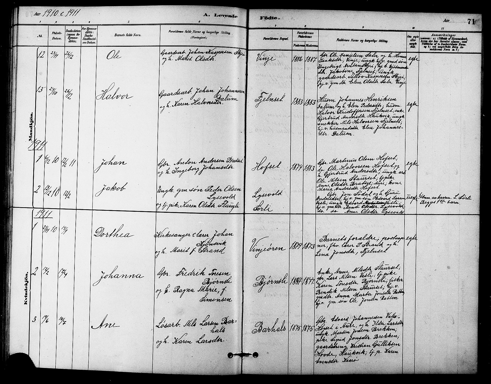 Ministerialprotokoller, klokkerbøker og fødselsregistre - Sør-Trøndelag, SAT/A-1456/631/L0514: Klokkerbok nr. 631C02, 1879-1912, s. 71