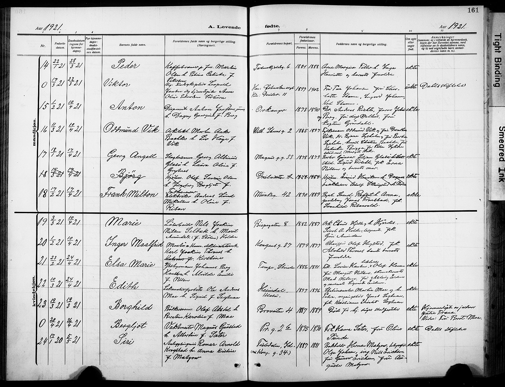 Ministerialprotokoller, klokkerbøker og fødselsregistre - Sør-Trøndelag, AV/SAT-A-1456/601/L0096: Klokkerbok nr. 601C14, 1911-1931, s. 161