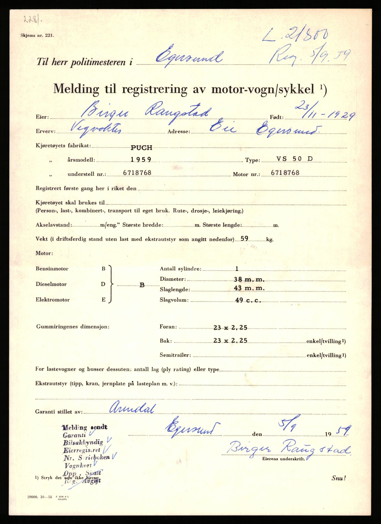 Stavanger trafikkstasjon, SAST/A-101942/0/F/L0038: L-21500 - L-22252, 1930-1971, s. 1013