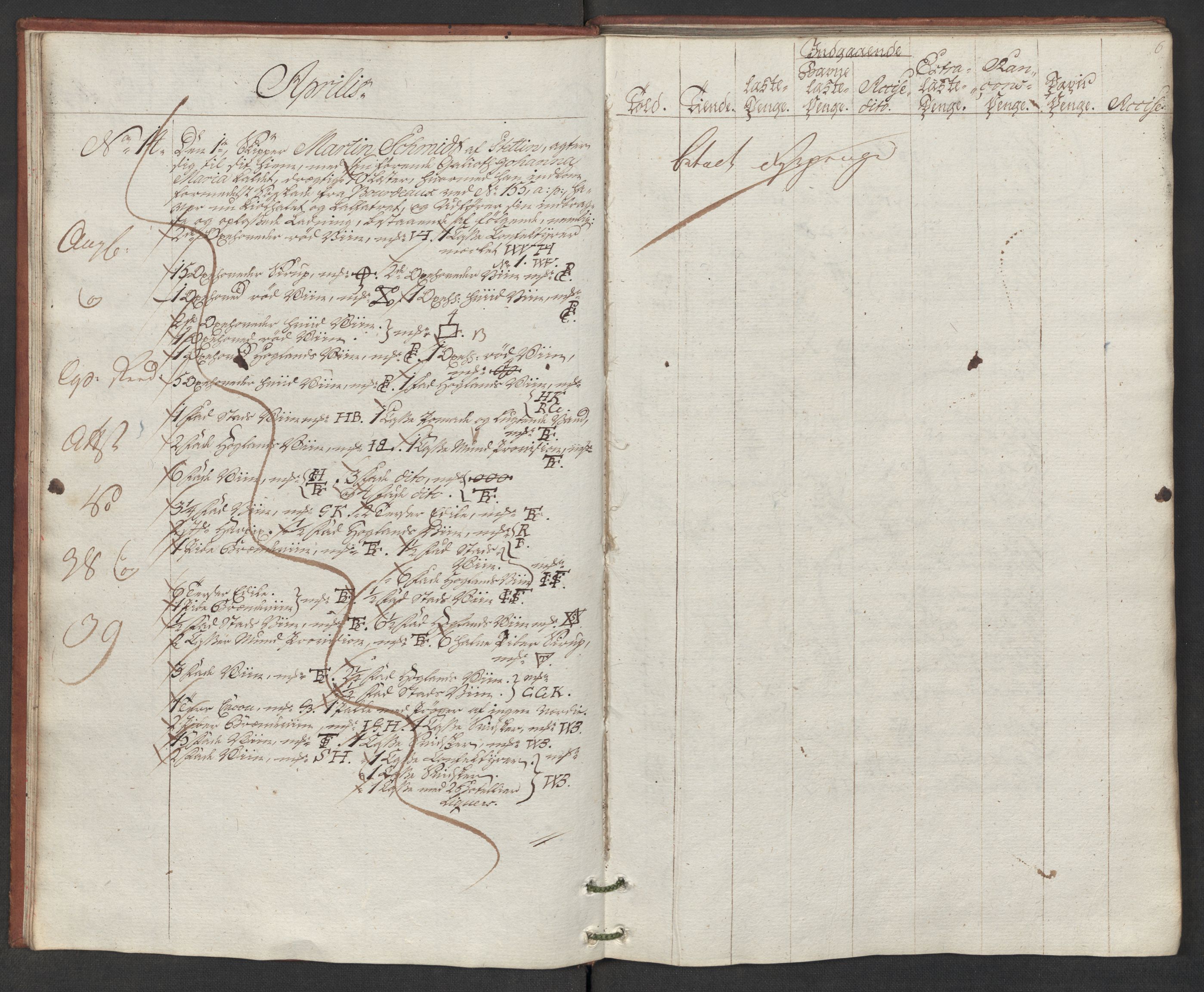 Generaltollkammeret, tollregnskaper, AV/RA-EA-5490/R19/L0046/0002: Tollregnskaper Flekkefjord / Utgående hovedtollbok, 1786, s. 5b-6a