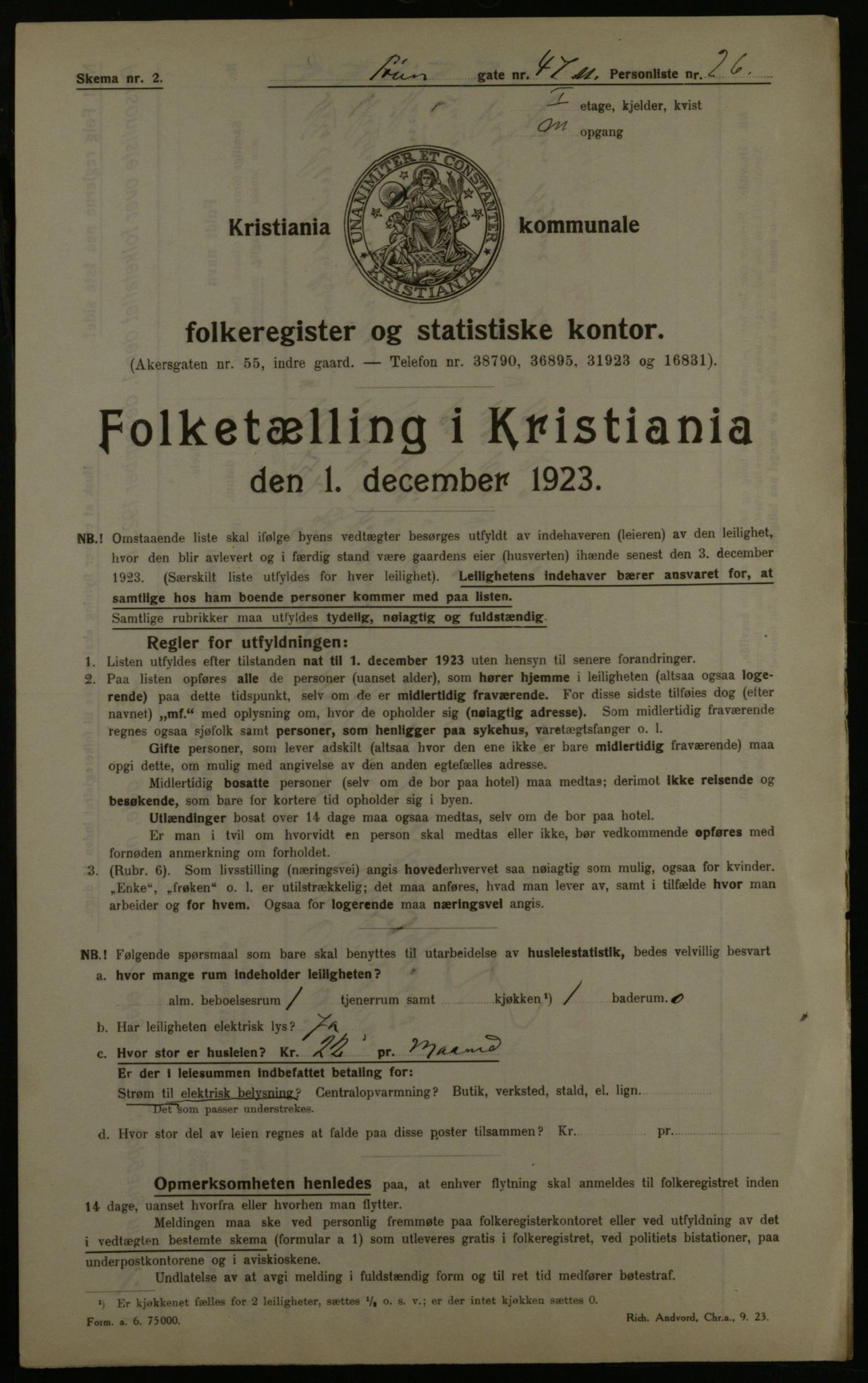 OBA, Kommunal folketelling 1.12.1923 for Kristiania, 1923, s. 130984