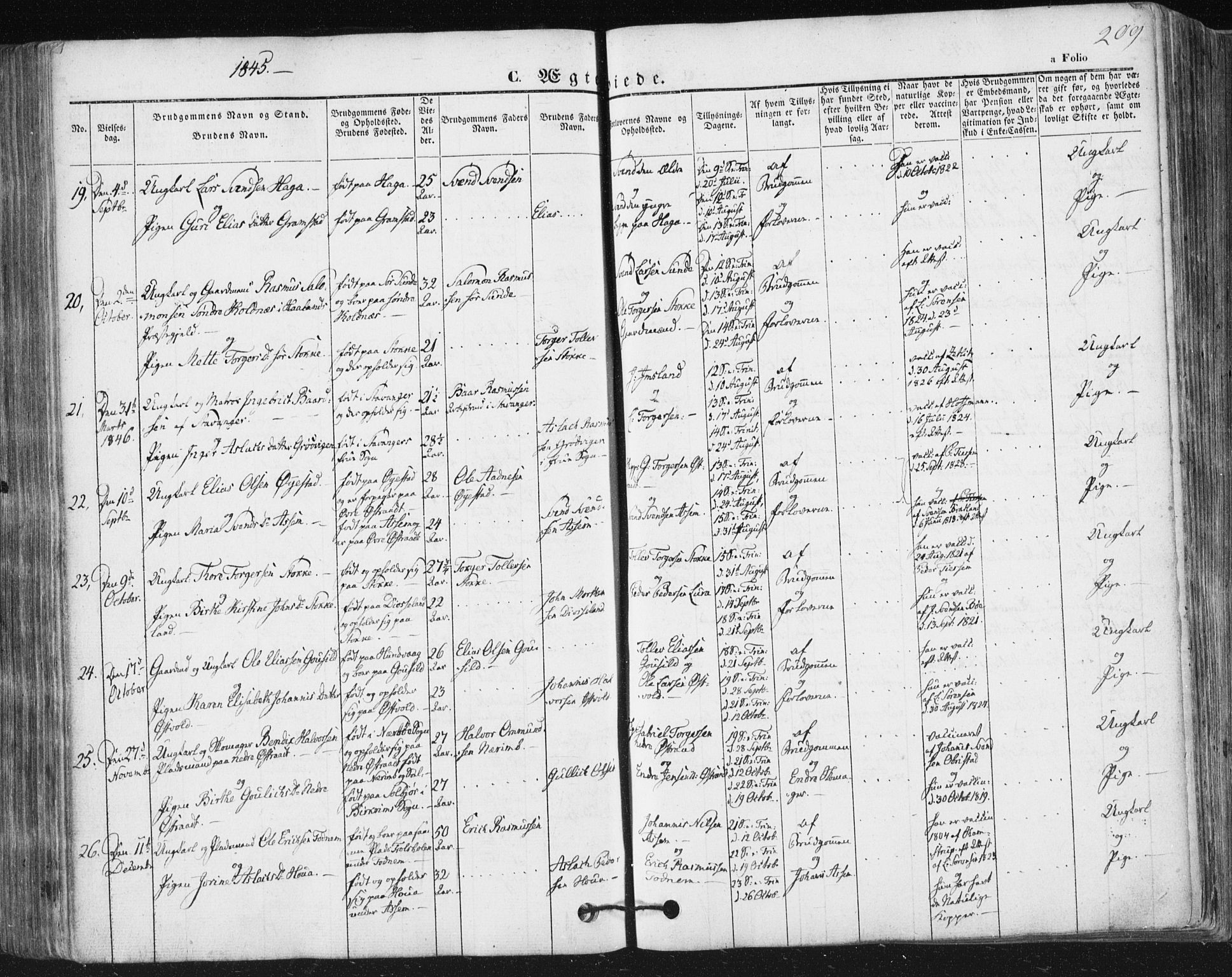 Høyland sokneprestkontor, AV/SAST-A-101799/001/30BA/L0008: Ministerialbok nr. A 8, 1841-1856, s. 209