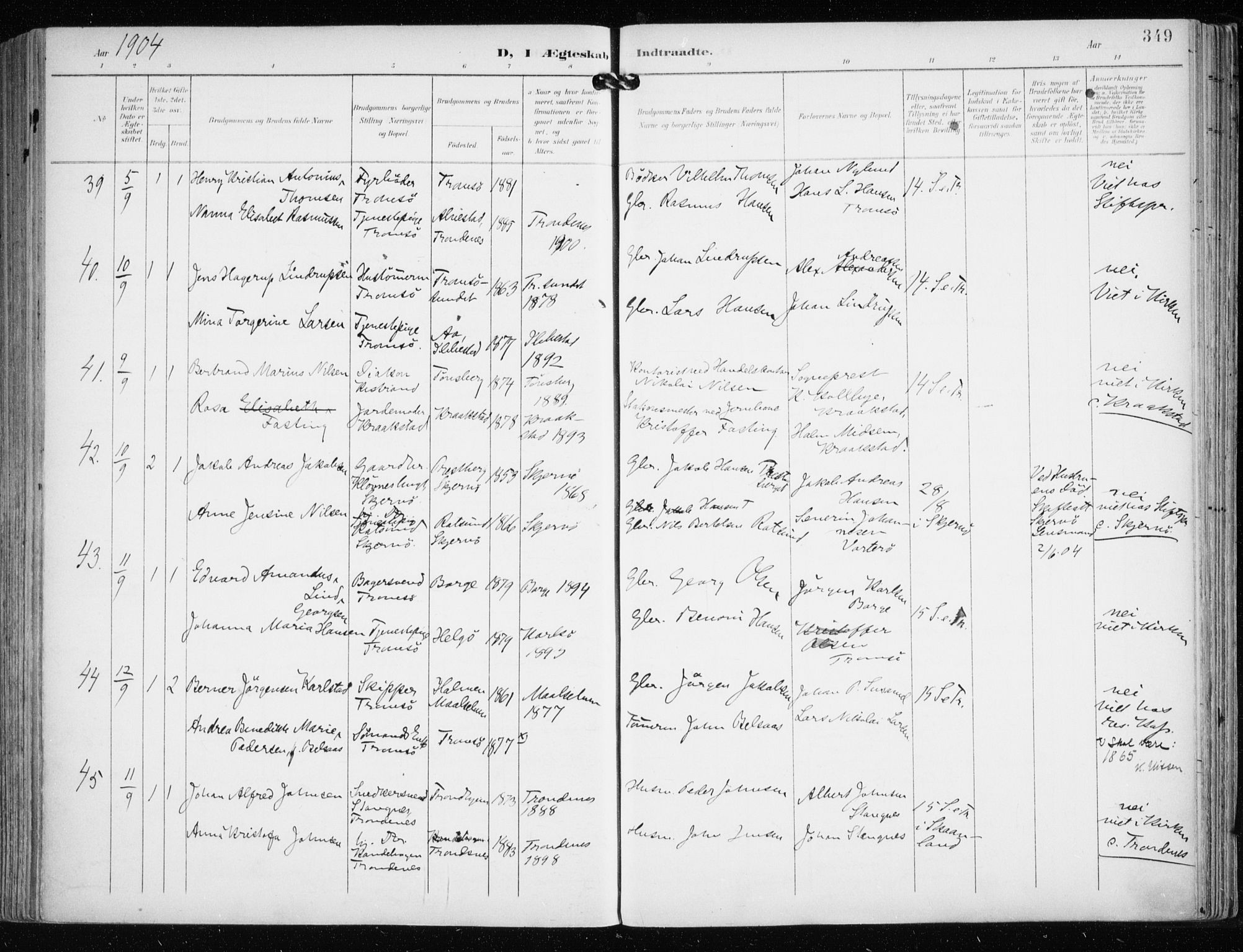 Tromsø sokneprestkontor/stiftsprosti/domprosti, AV/SATØ-S-1343/G/Ga/L0016kirke: Ministerialbok nr. 16, 1899-1906, s. 349