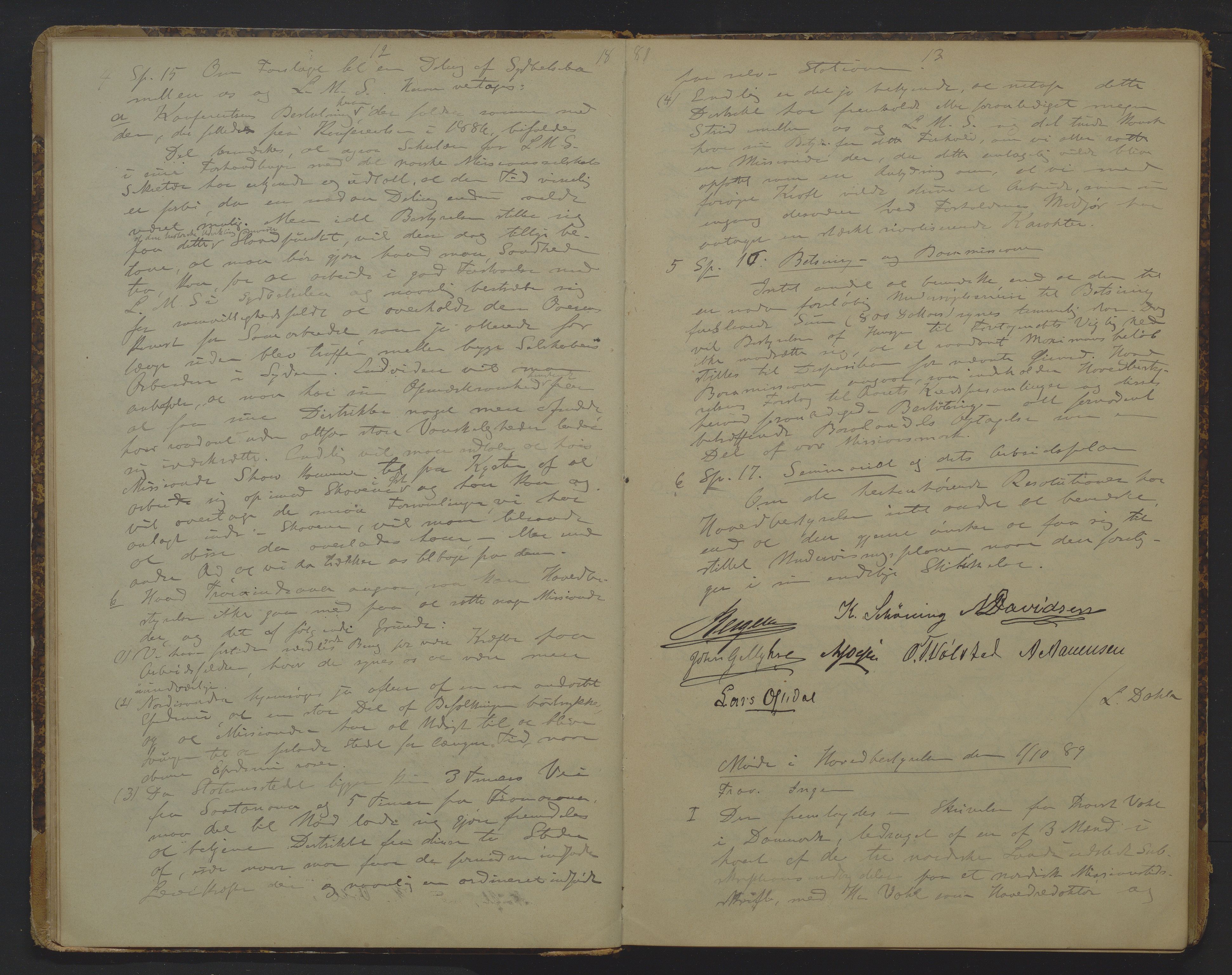 Det Norske Misjonsselskap - hovedadministrasjonen, VID/MA-A-1045/D/Da/Daa/L0012: Styreprotokoll nr. VII, 12. august 1889 - 1. februar 1893, 1889-1893, s. 12-13