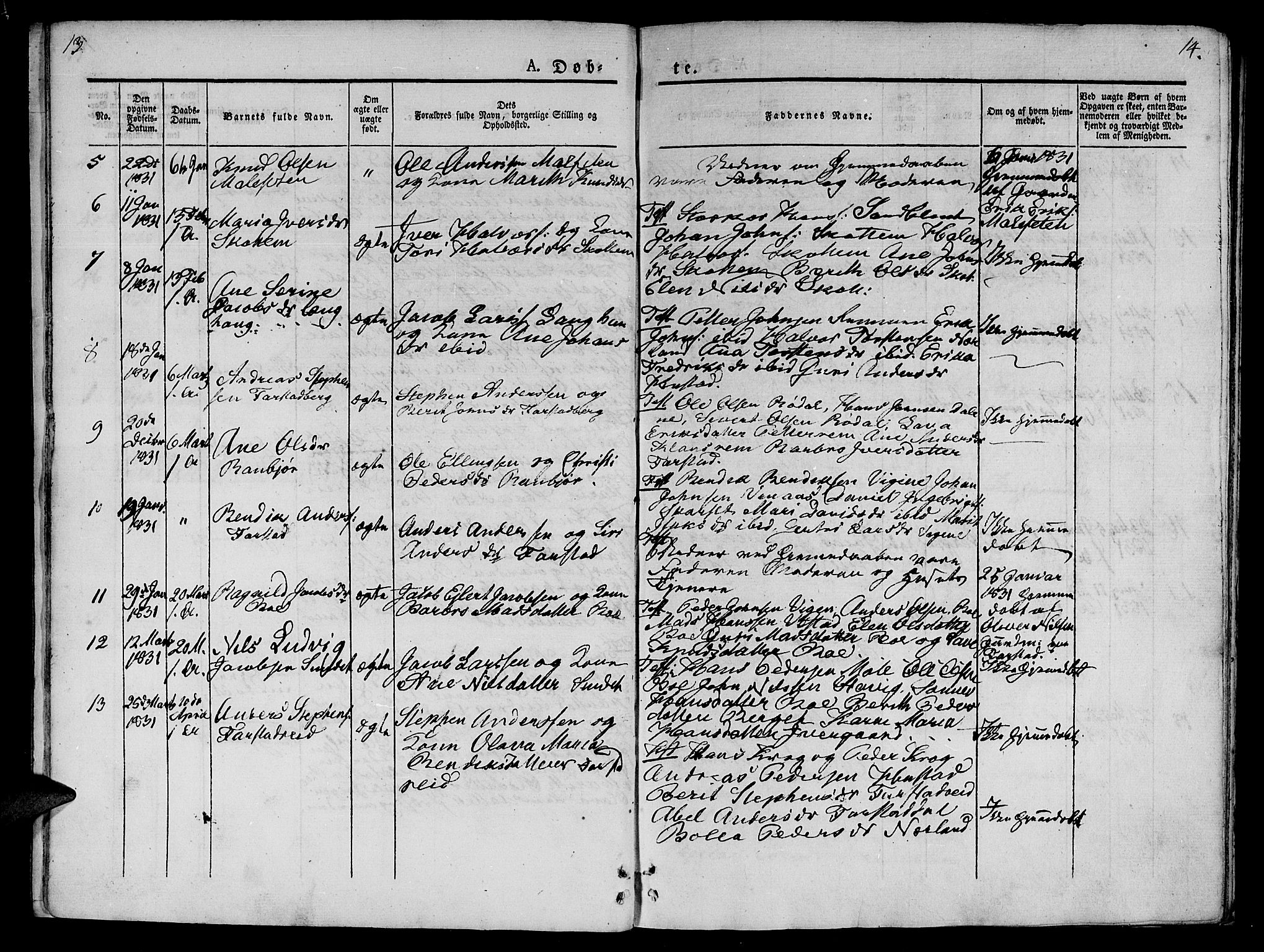 Ministerialprotokoller, klokkerbøker og fødselsregistre - Møre og Romsdal, SAT/A-1454/566/L0765: Ministerialbok nr. 566A04, 1829-1841, s. 13-14