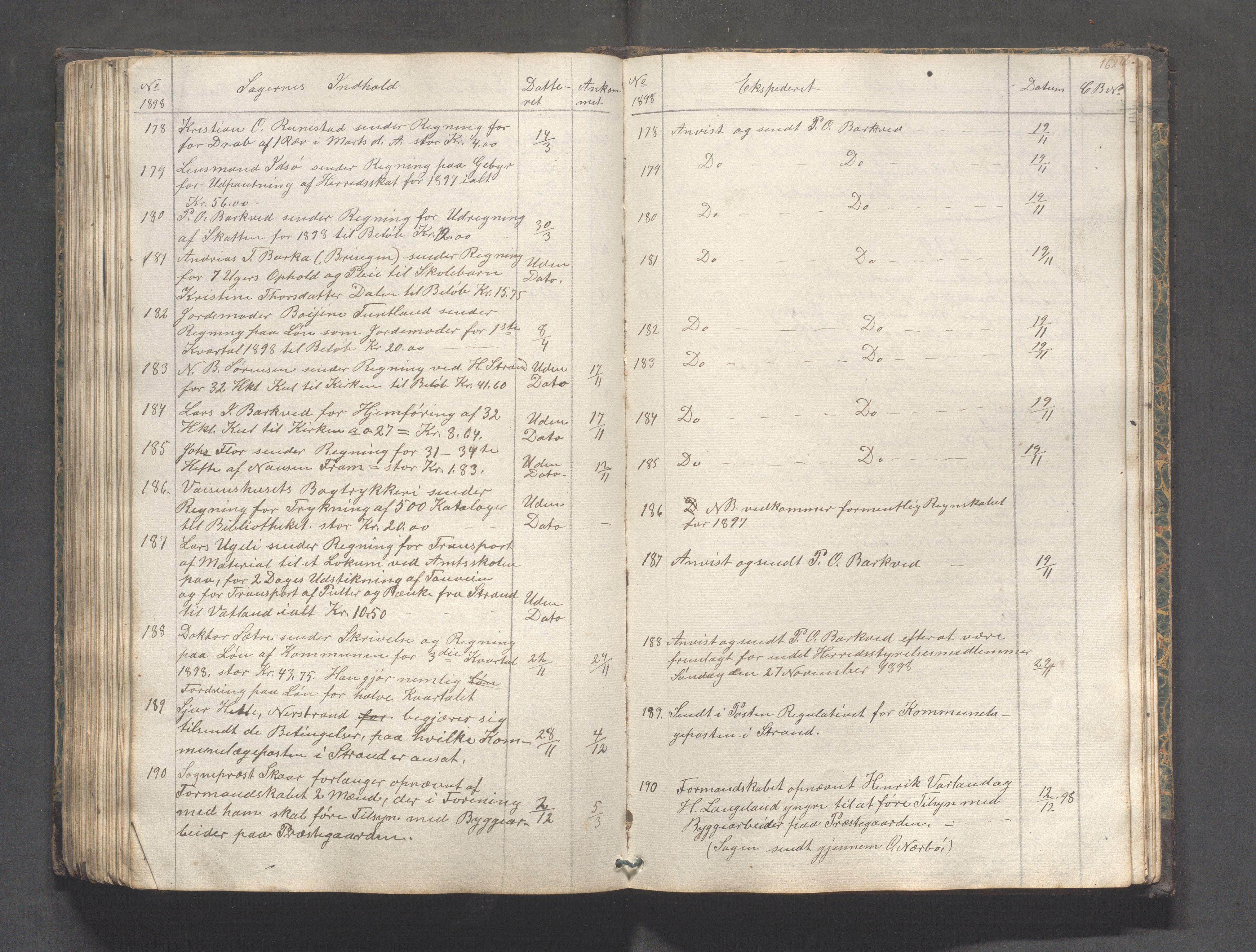 Strand kommune - Formannskapet/Rådmannskontoret, IKAR/A-104/C/Ca/L0001: Journal, 1837-1900, s. 162