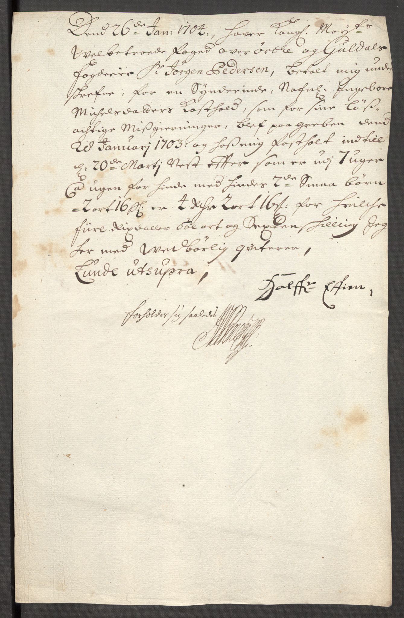 Rentekammeret inntil 1814, Reviderte regnskaper, Fogderegnskap, RA/EA-4092/R60/L3953: Fogderegnskap Orkdal og Gauldal, 1703, s. 415