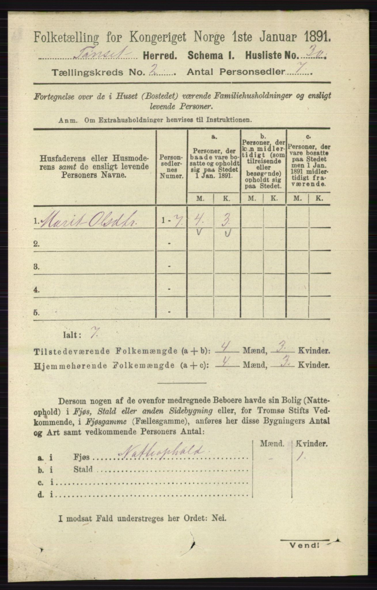 RA, Folketelling 1891 for 0437 Tynset herred, 1891, s. 324