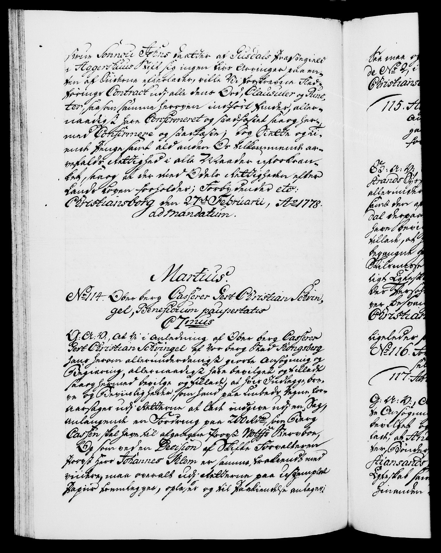 Danske Kanselli 1572-1799, RA/EA-3023/F/Fc/Fca/Fcaa/L0047: Norske registre, 1776-1778, s. 707b