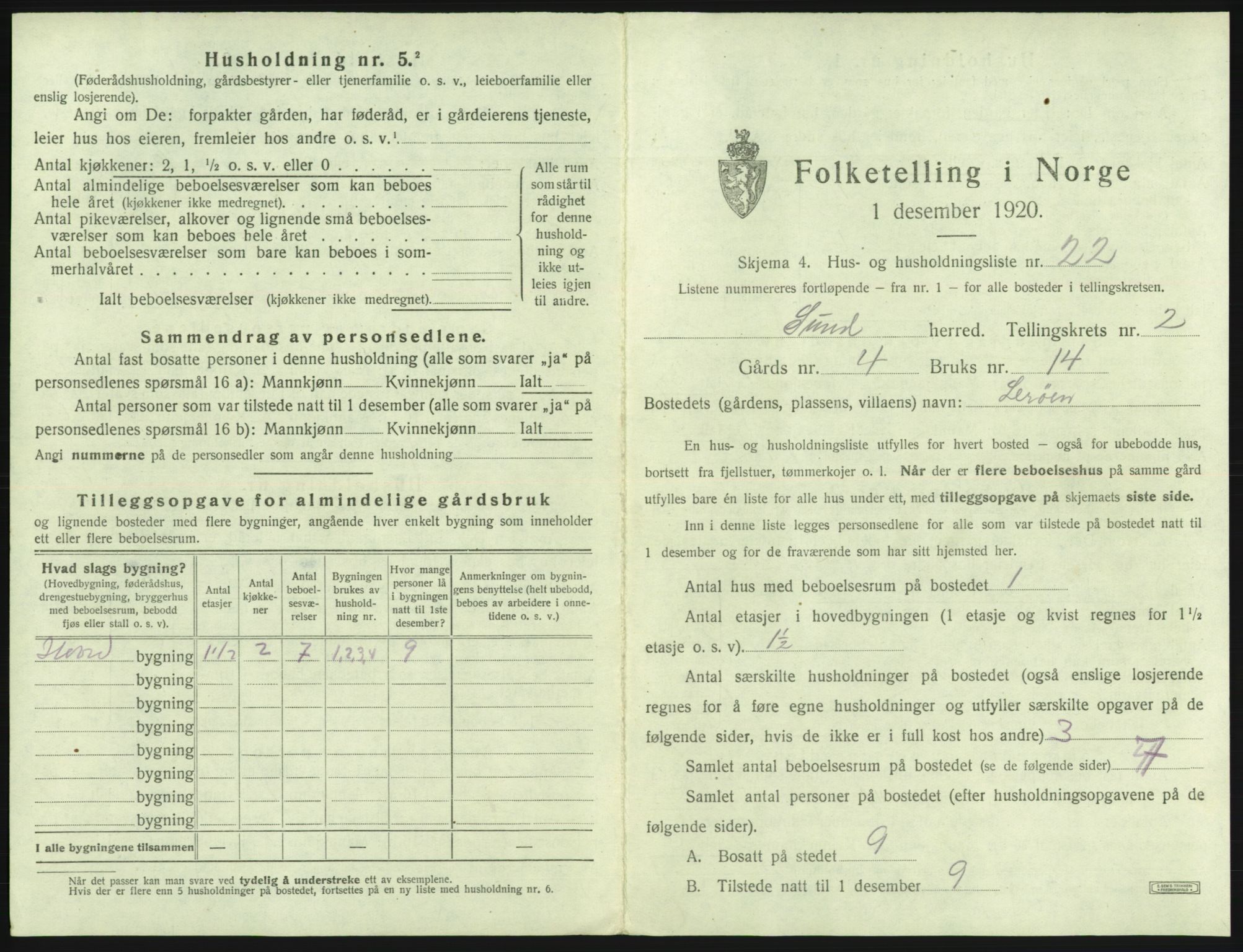 SAB, Folketelling 1920 for 1245 Sund herred, 1920, s. 165