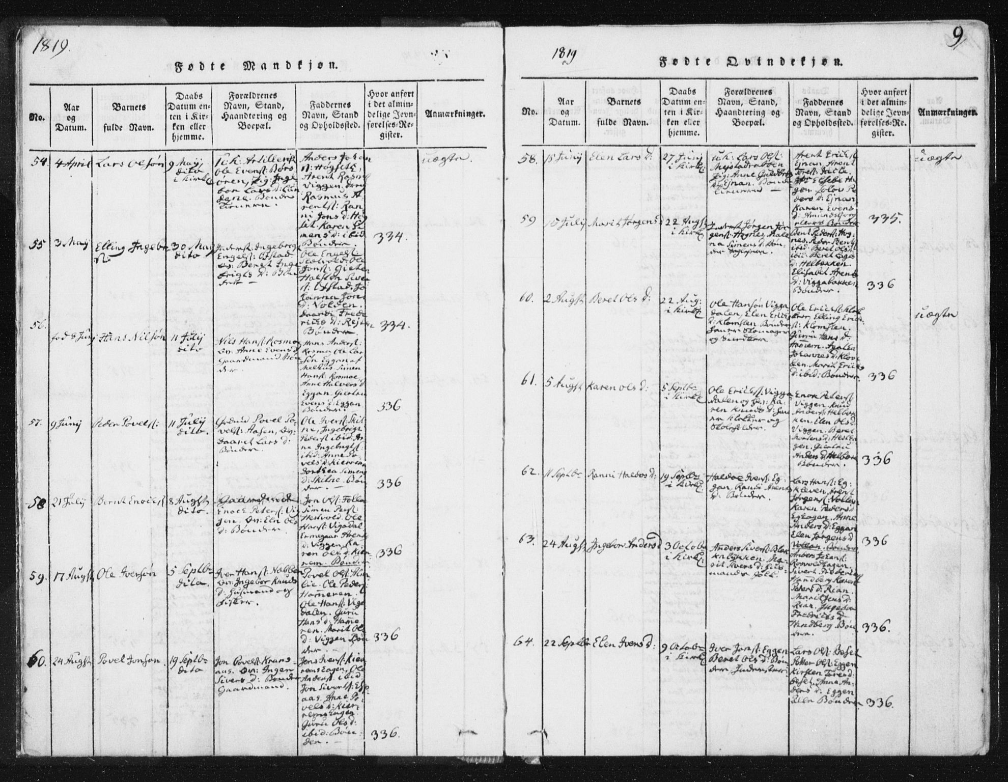 Ministerialprotokoller, klokkerbøker og fødselsregistre - Sør-Trøndelag, SAT/A-1456/665/L0770: Ministerialbok nr. 665A05, 1817-1829, s. 9